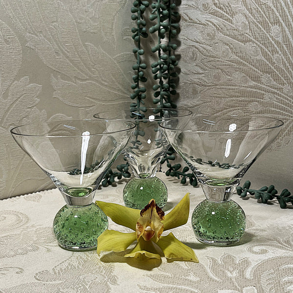 Stemware: Kosta Boda Ebba Green Bullicante Martini Glasses, 3