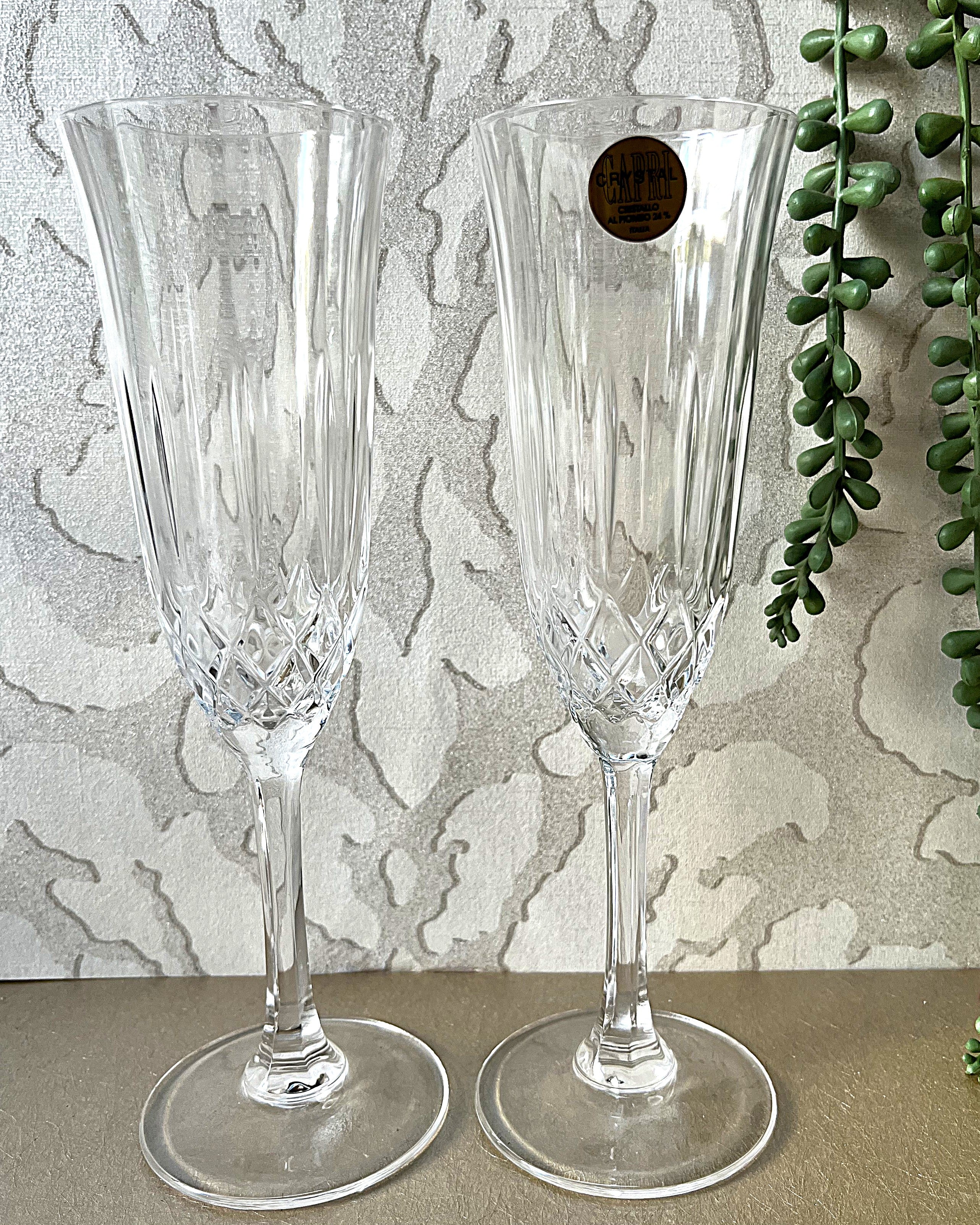 Stemware: Capri Crystal Champagne Flutes, 24% Lead Crystal, Set of 4