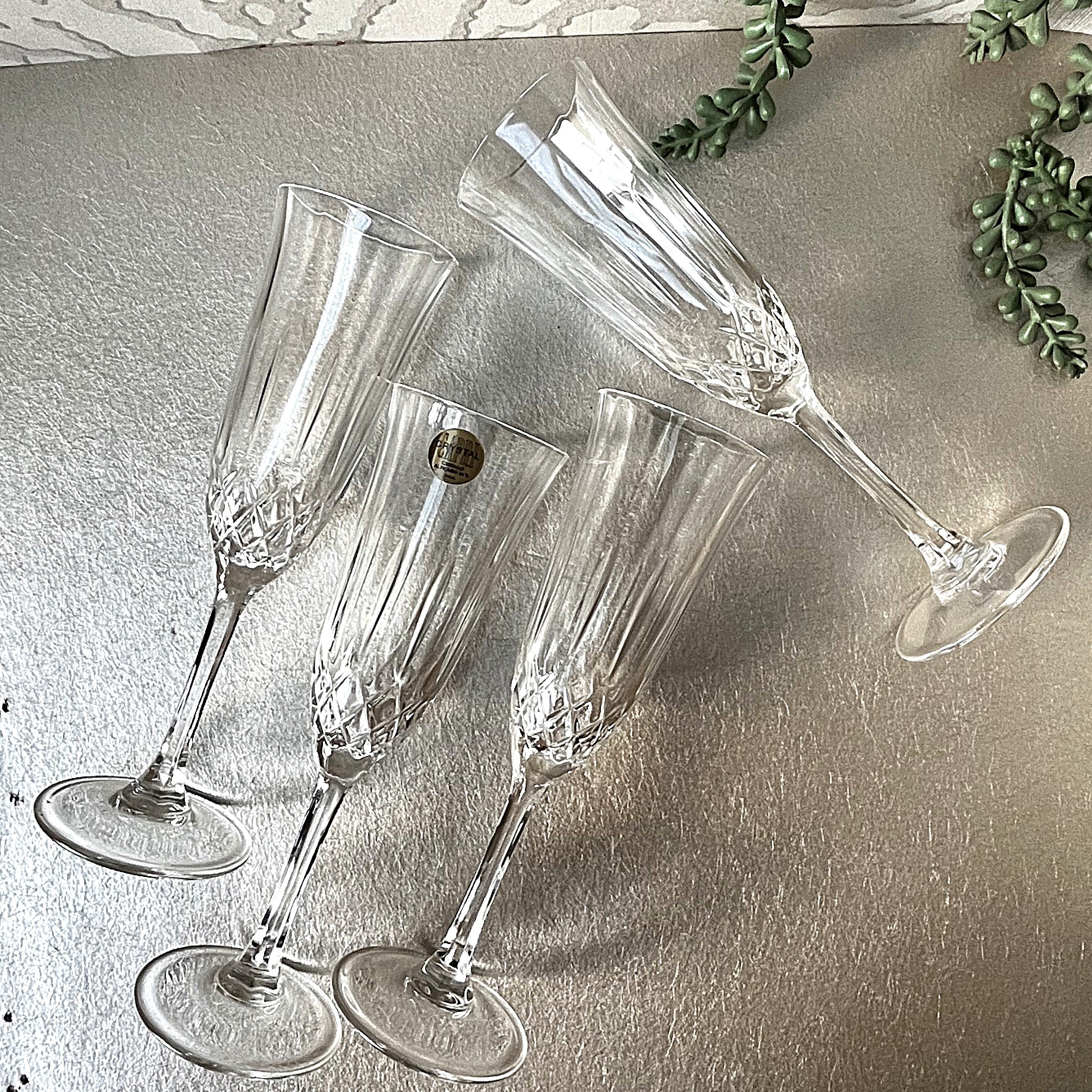 Stemware: Capri Crystal Champagne Flutes, 24% Lead Crystal, Set of 4
