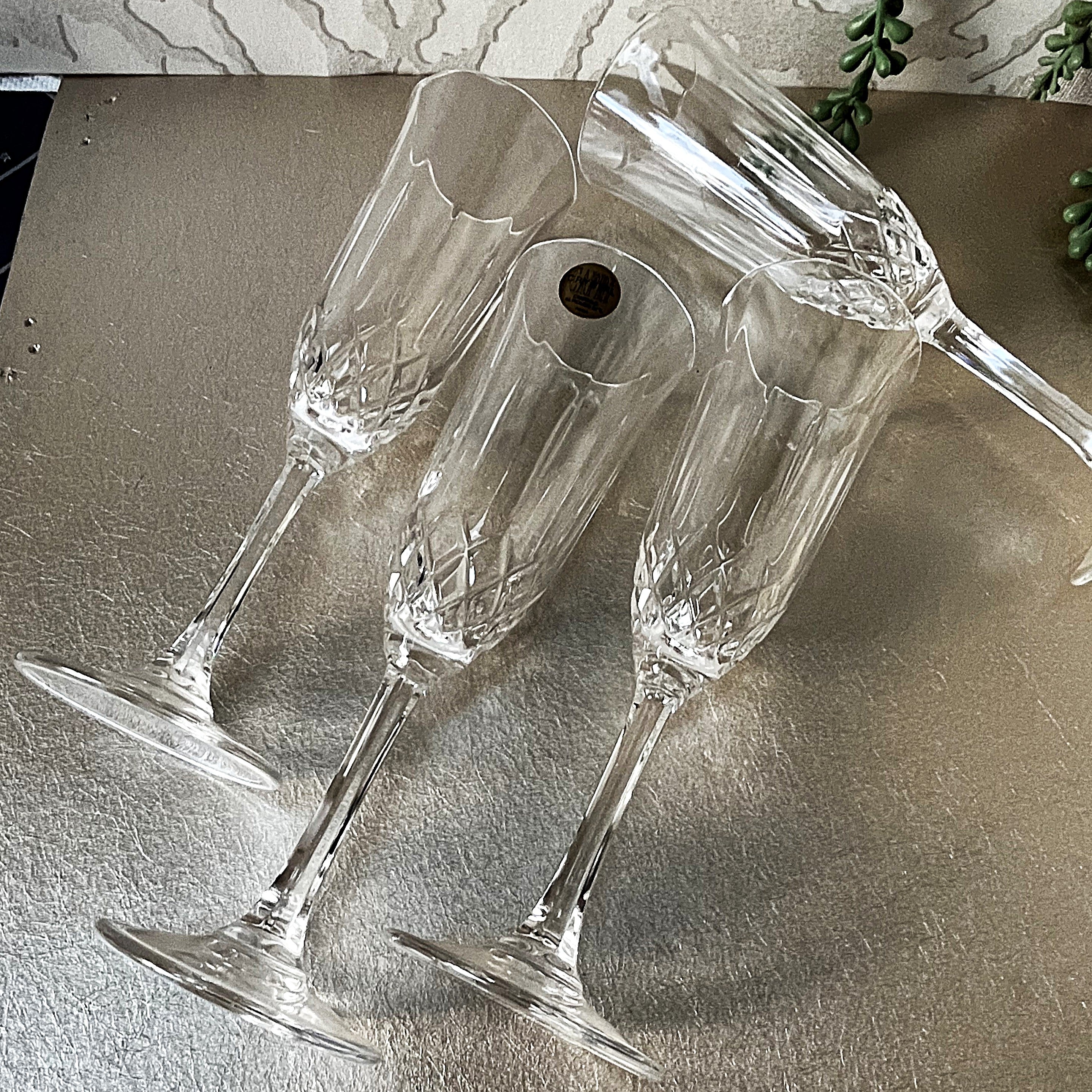 Stemware: Capri Crystal Champagne Flutes, 24% Lead Crystal, Set of 4