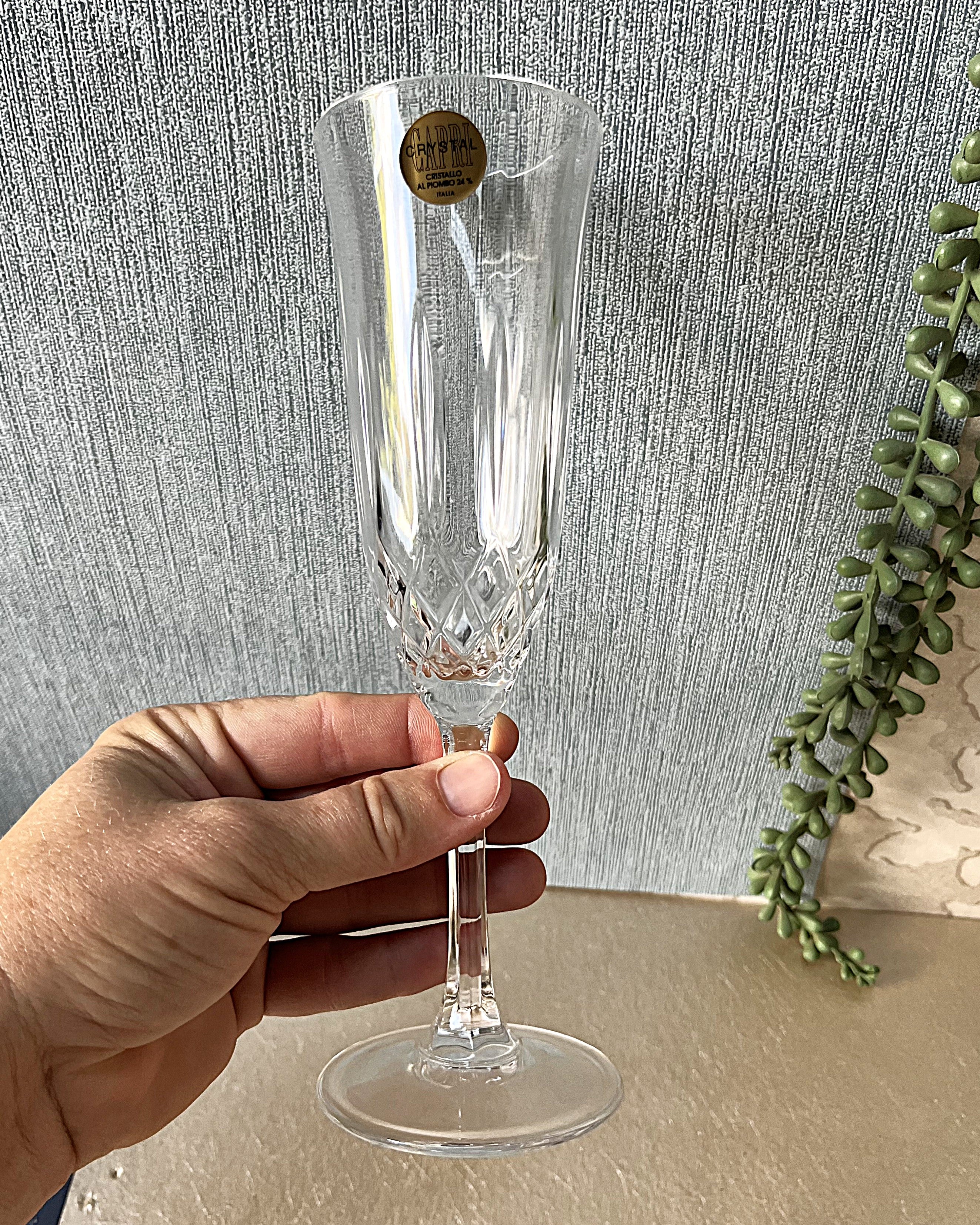 Stemware: Capri Crystal Champagne Flutes, 24% Lead Crystal, Set of 4