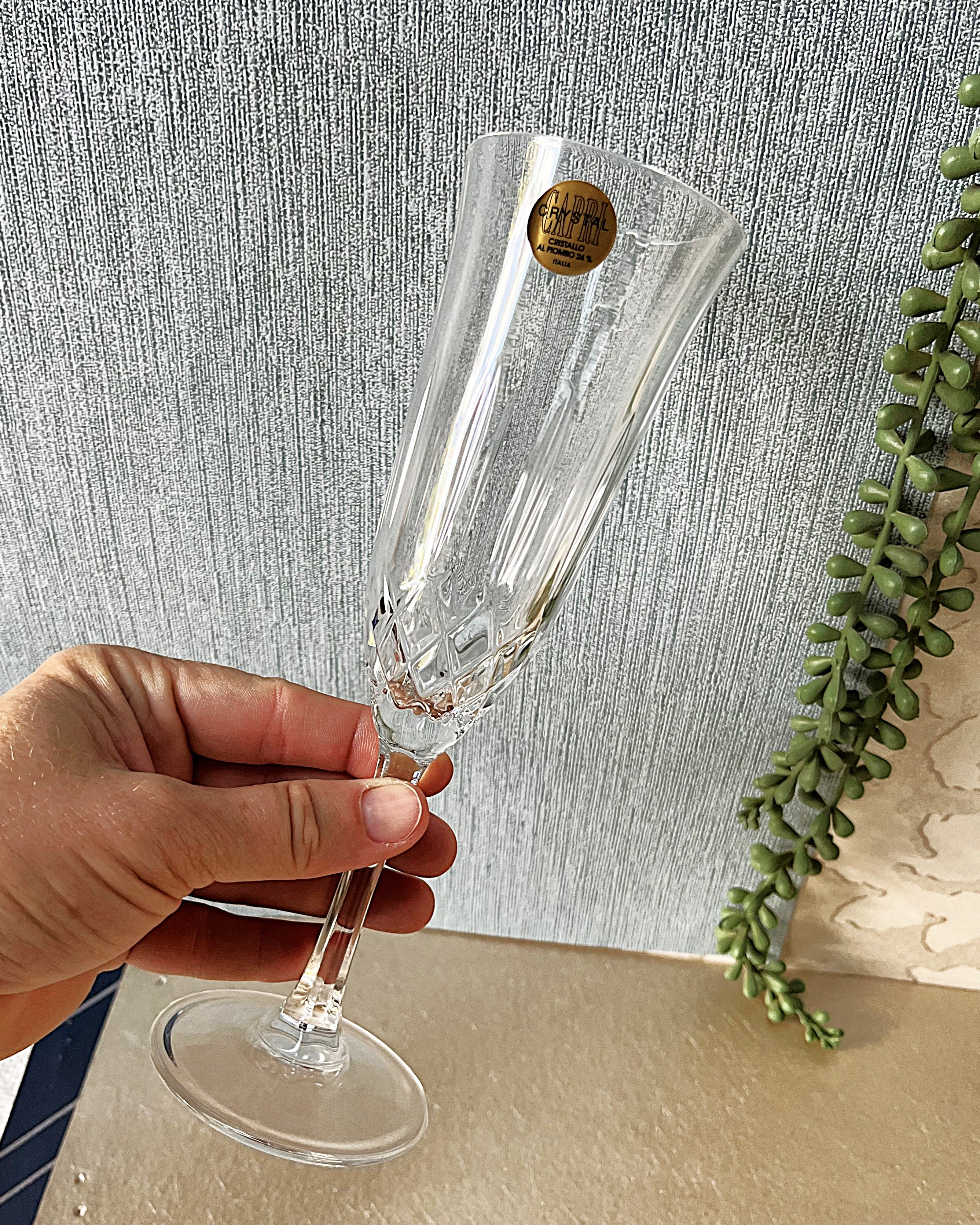 Stemware: Capri Crystal Champagne Flutes, 24% Lead Crystal, Set of 4