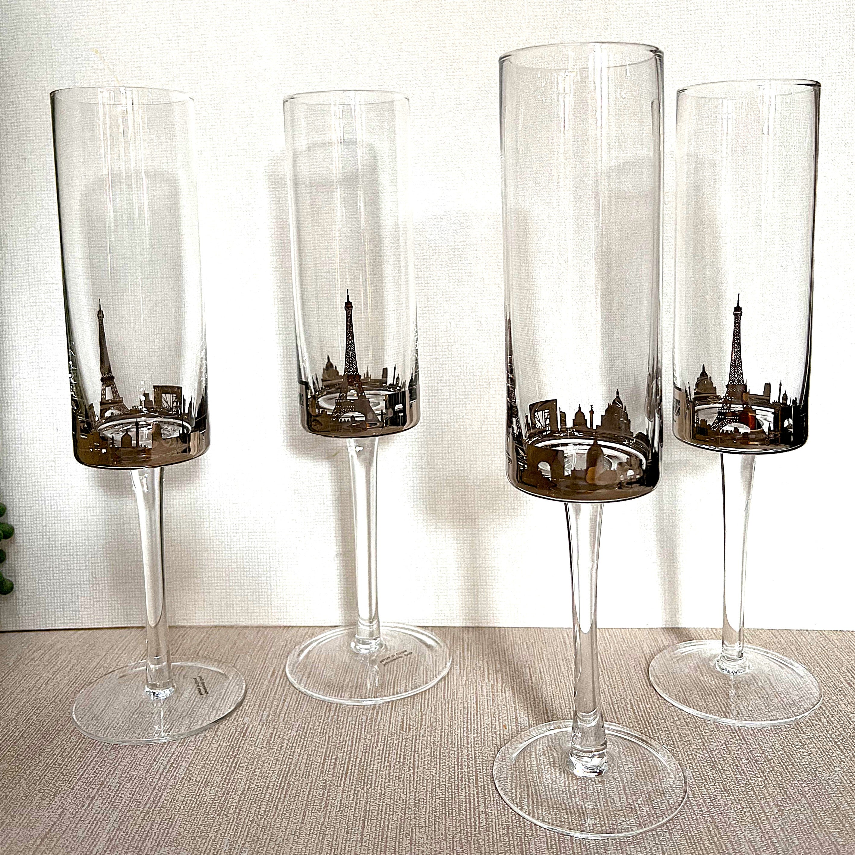 Stemware: Champagne Flutes, Paris Skyline, 6