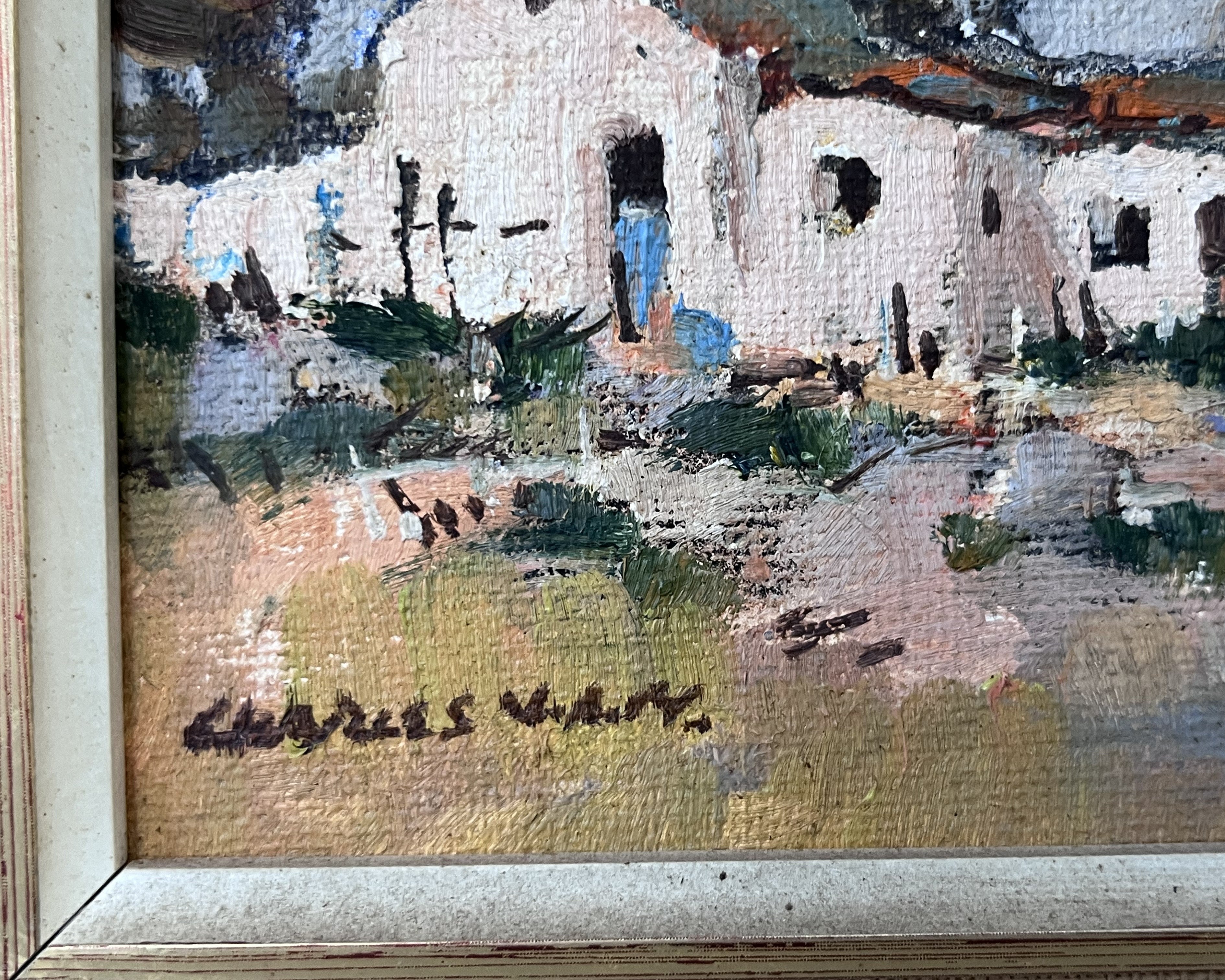 Wall Art: Impressionist South African Country Homestead Oil Painting by Charles van der Merwe, 1980s