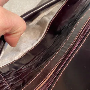 Wallets: Dark Brown High-Shine Structured Leather Wallet