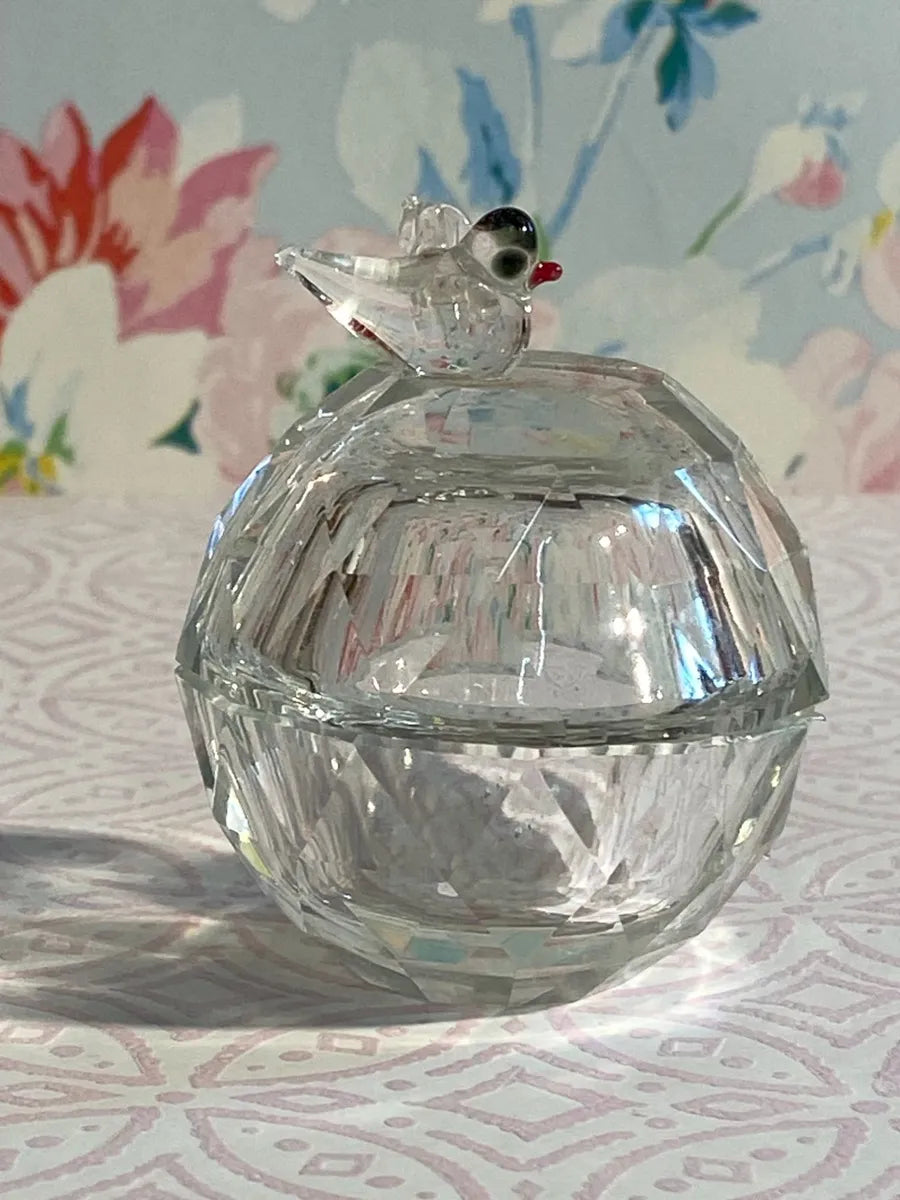 Trinkets: Crystal Bird Box Miniature Lidded Trinket Dish