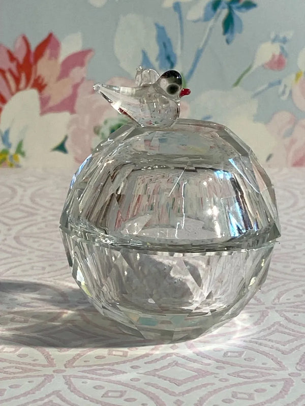 Trinkets: Crystal Bird Box Miniature Lidded Trinket Dish