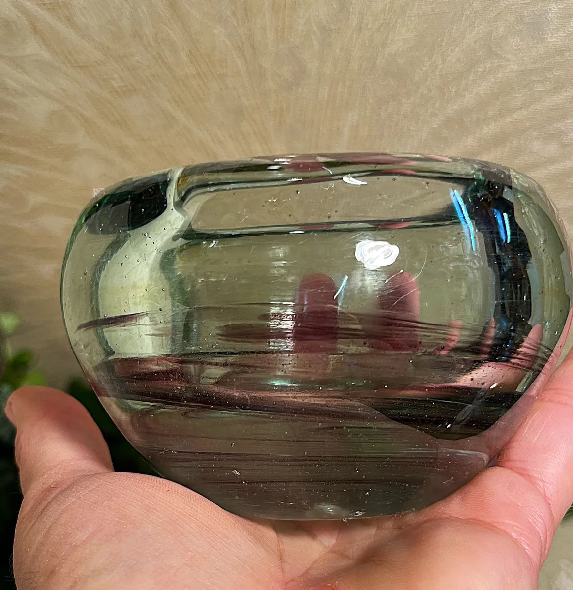 Votives: Holmegaard Art Glass Votive Amethyst Swirl Pattern