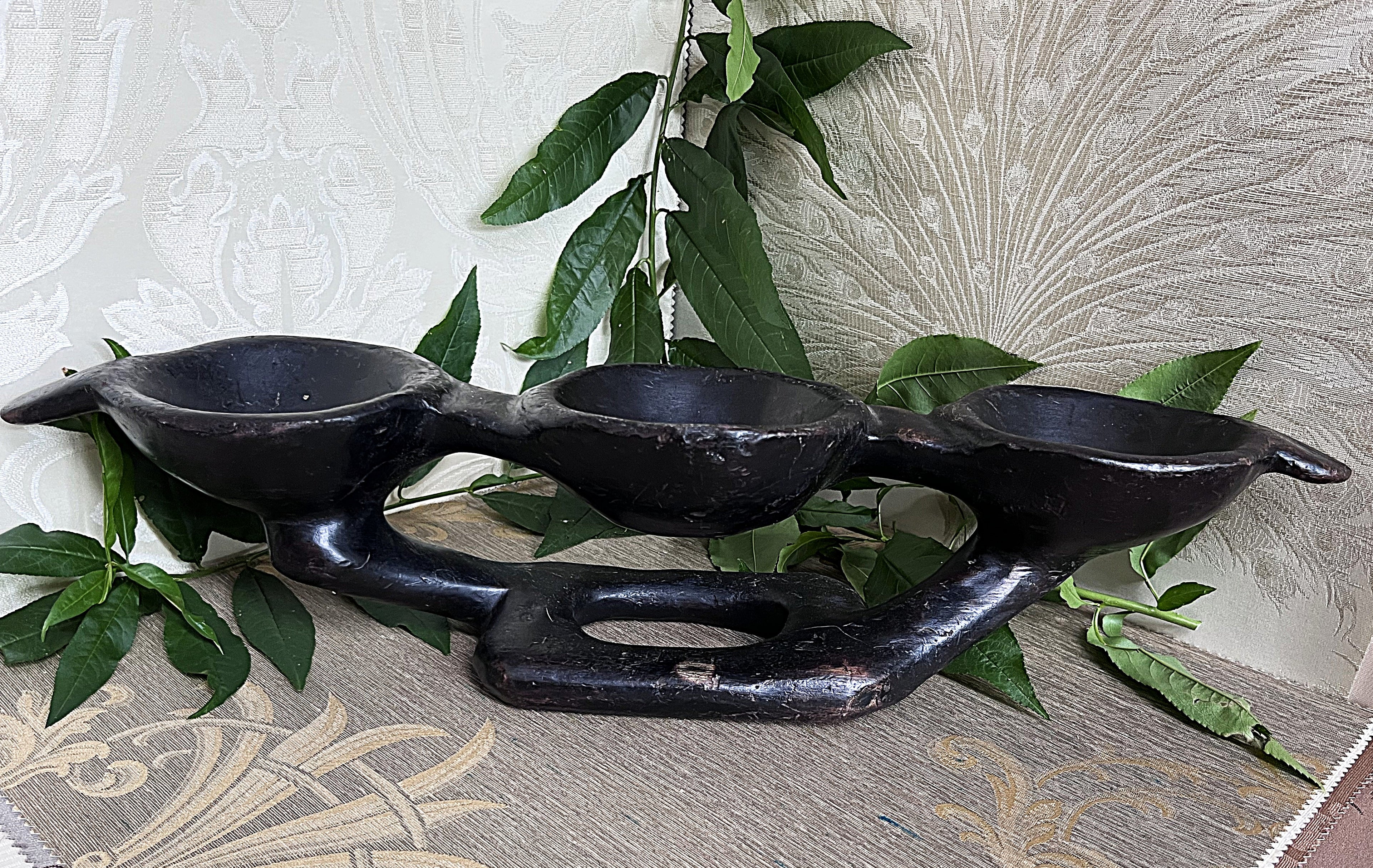 Carved Wood: Ivory Coast 3-Compartment Centrepiece