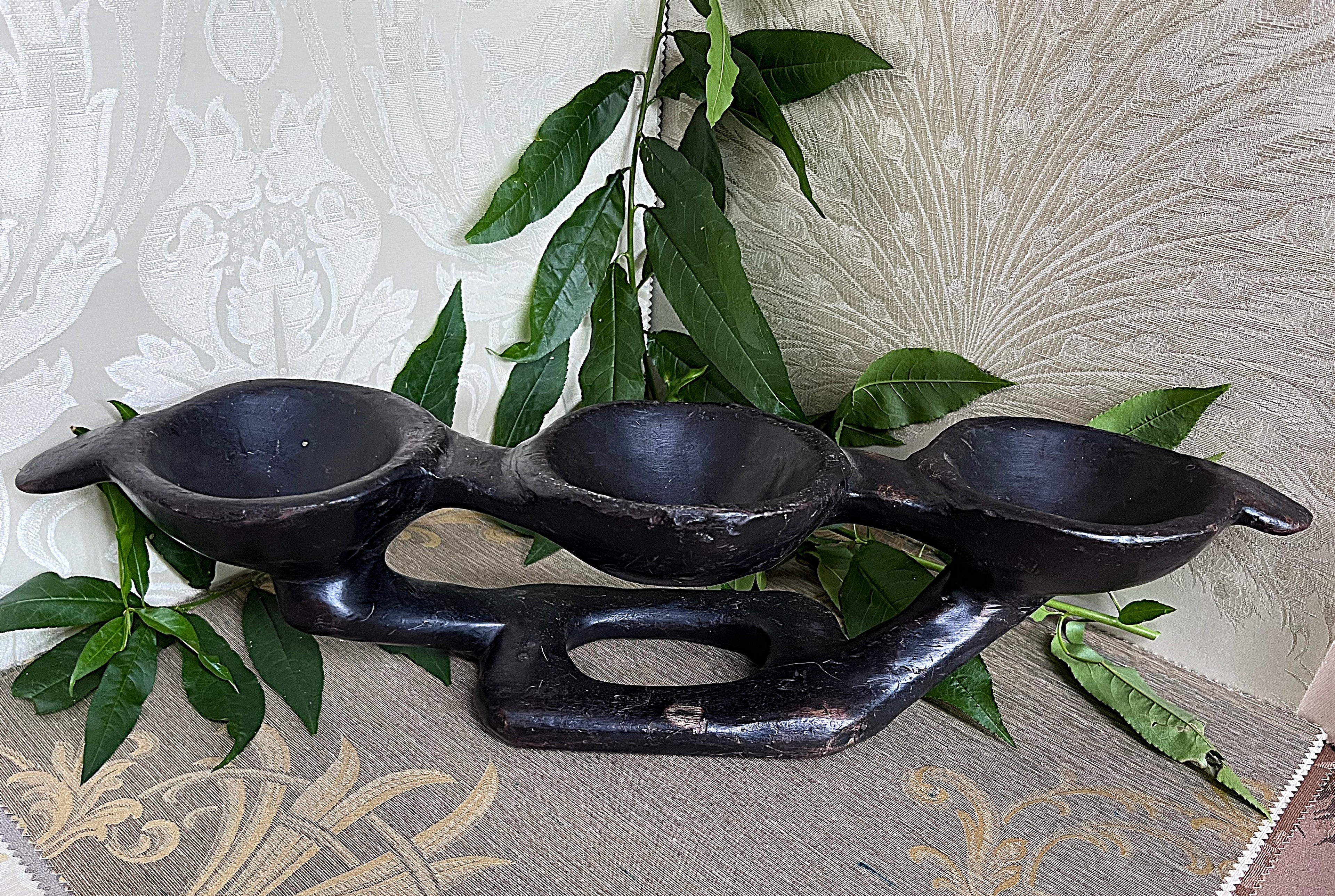 Carved Wood: Ivory Coast 3-Compartment Centrepiece