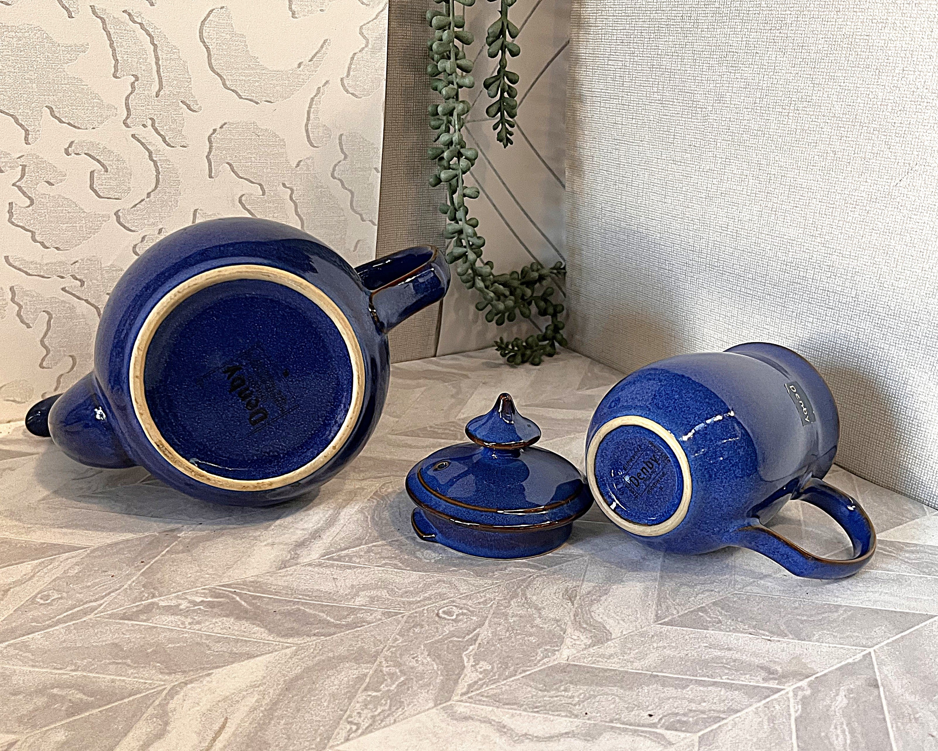 High Tea: Denby Imperial Blue Teapot & Creamer