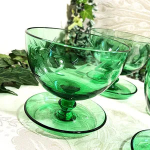 Stemware: Emerald Green Dessert Coupes, 4