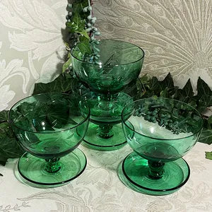 Stemware: Emerald Green Dessert Coupes, 4