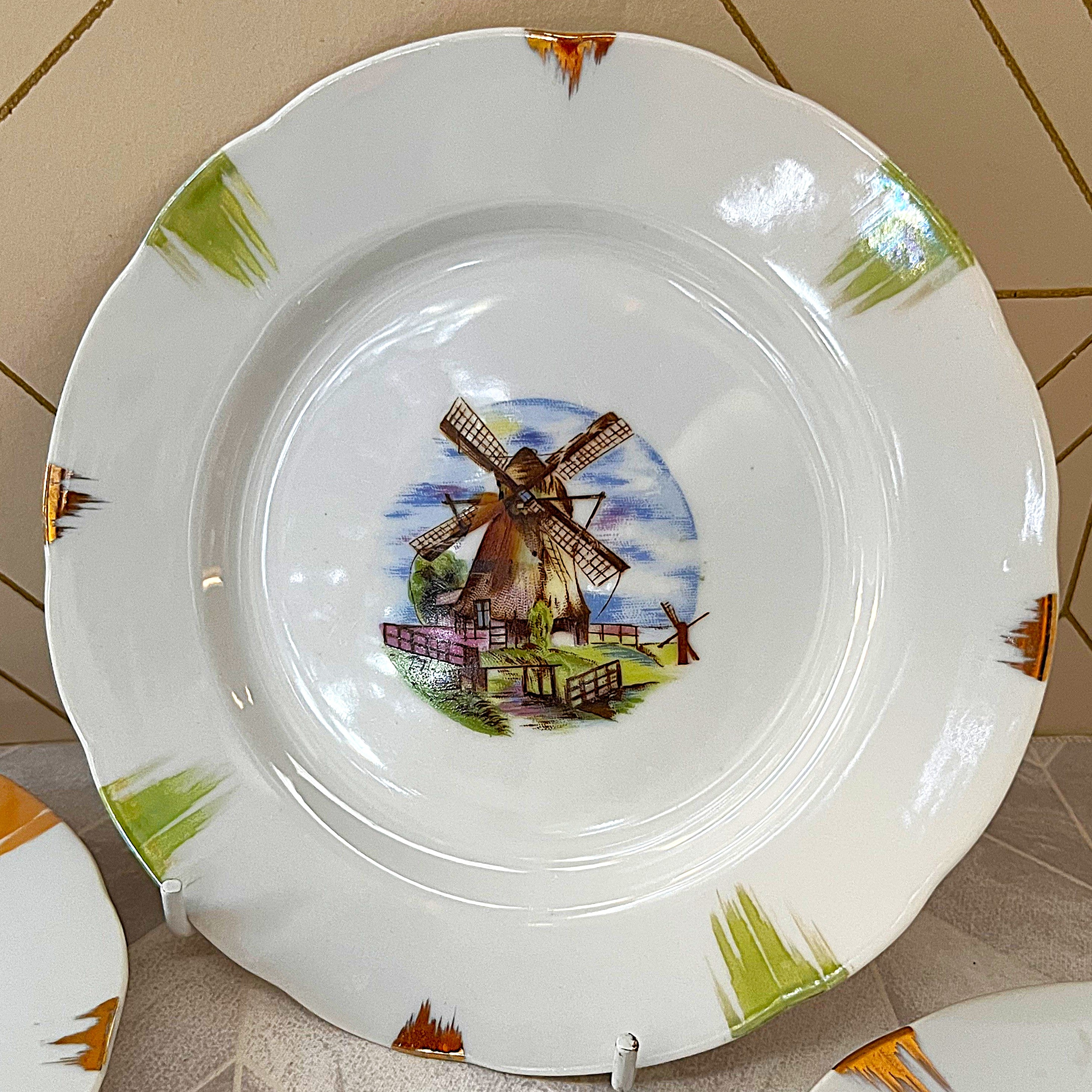 High Tea: Porcelain Windmill Landscape Cake Plates, 5