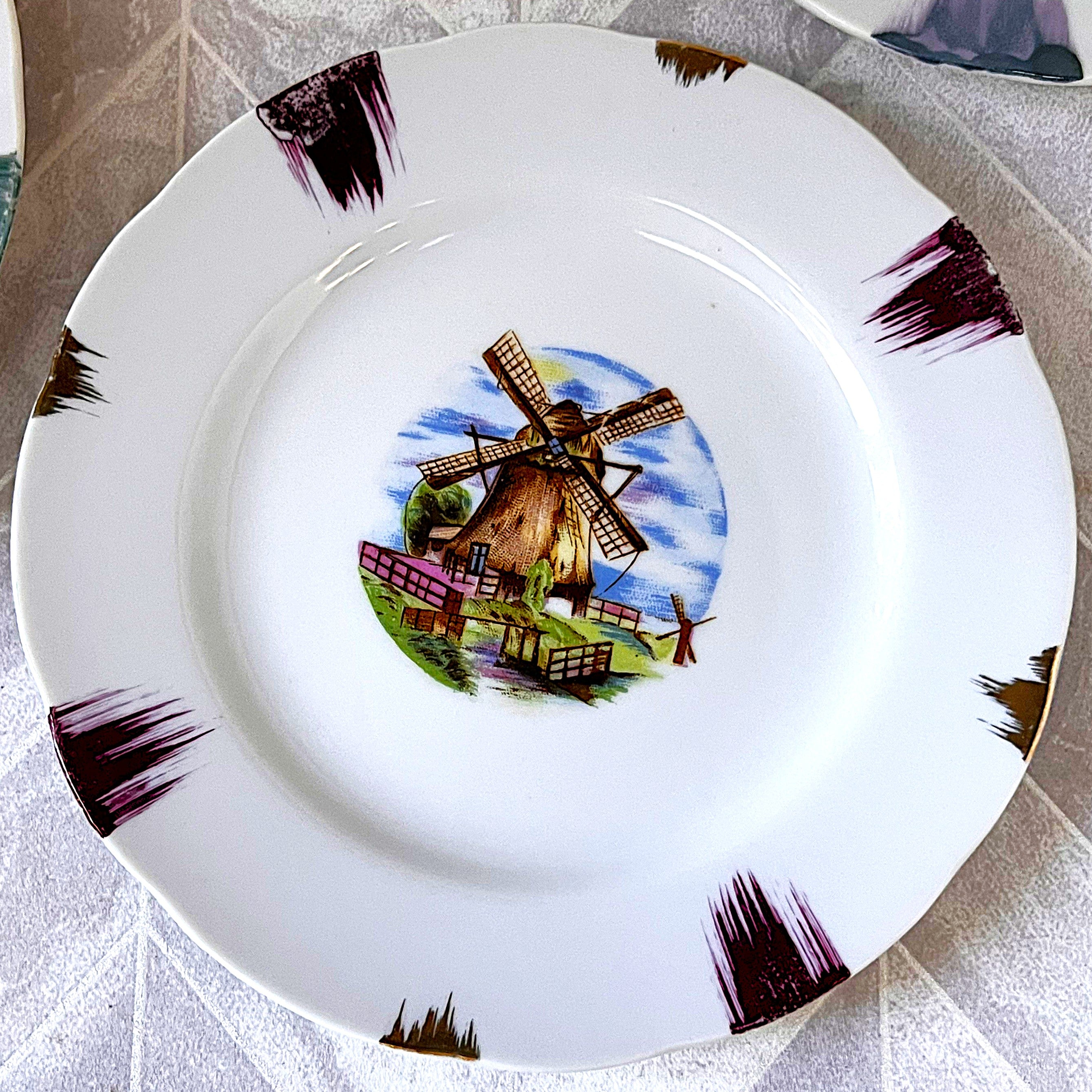 High Tea: Porcelain Windmill Landscape Cake Plates, 5