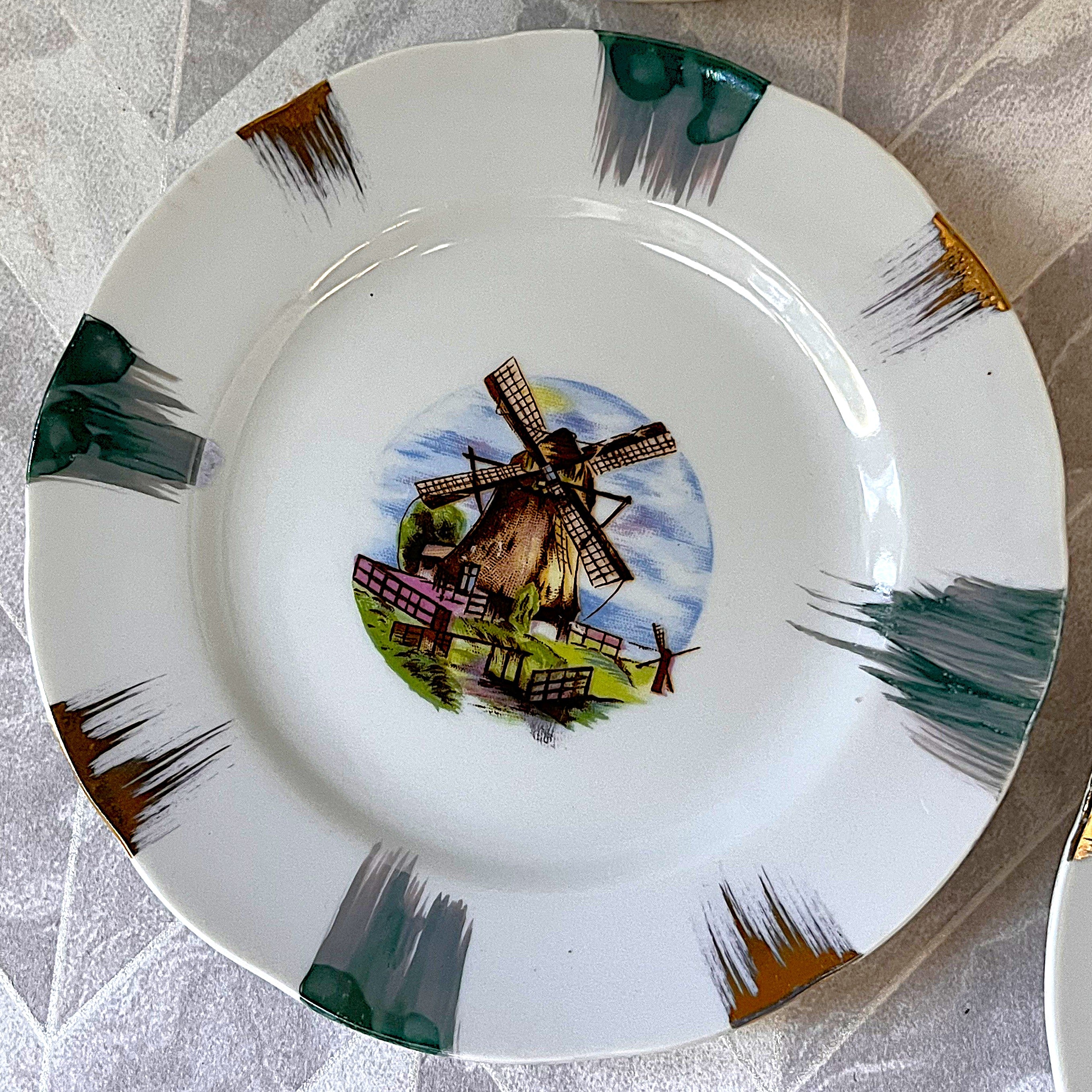 High Tea: Porcelain Windmill Landscape Cake Plates, 5