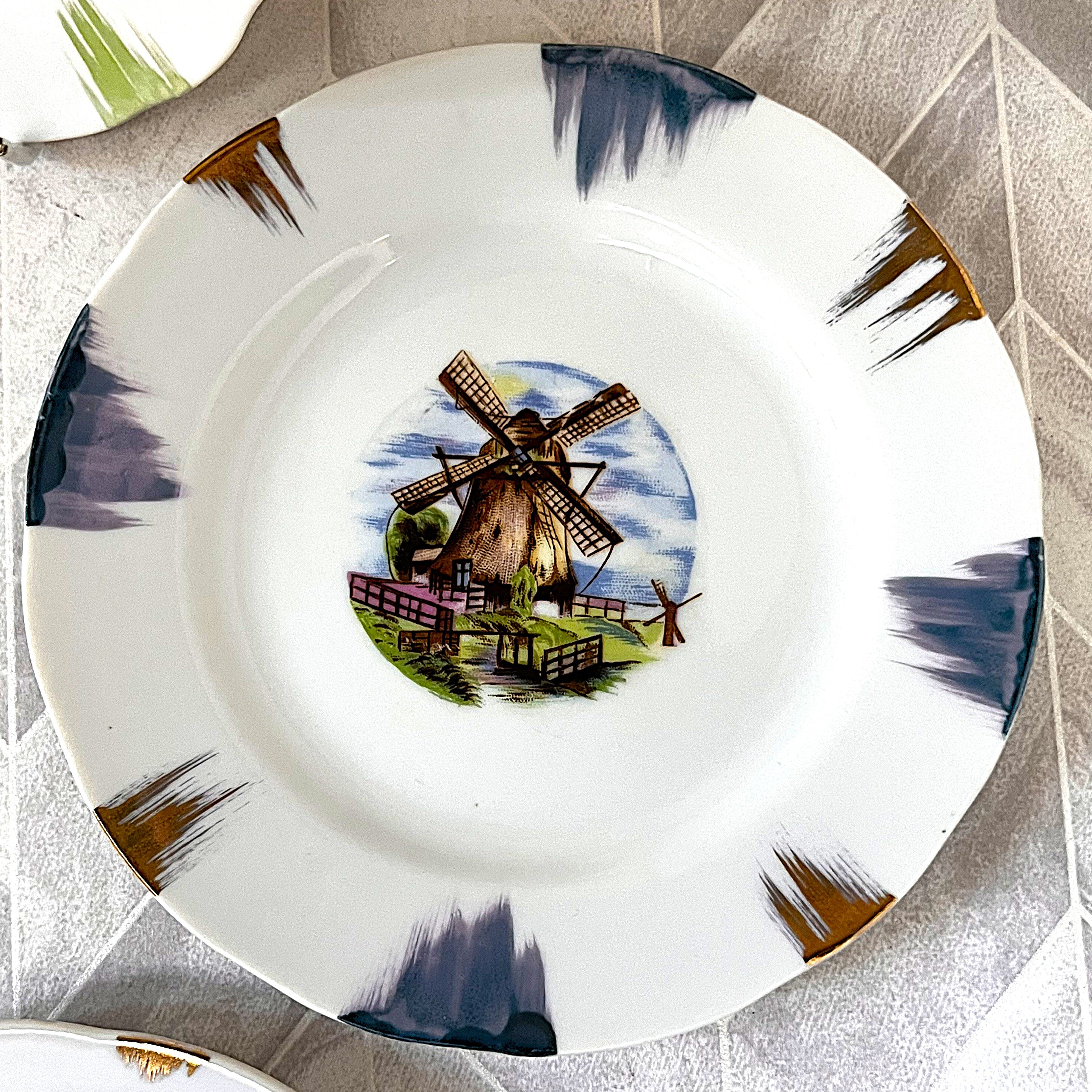 High Tea: Porcelain Windmill Landscape Cake Plates, 5