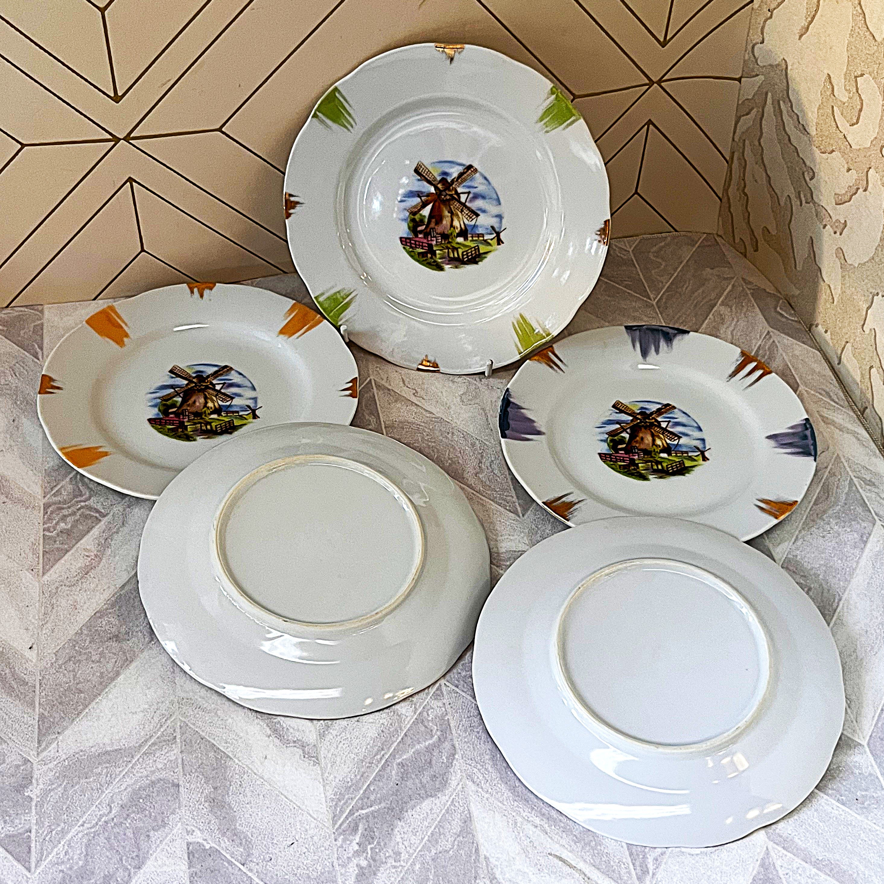High Tea: Porcelain Windmill Landscape Cake Plates, 5