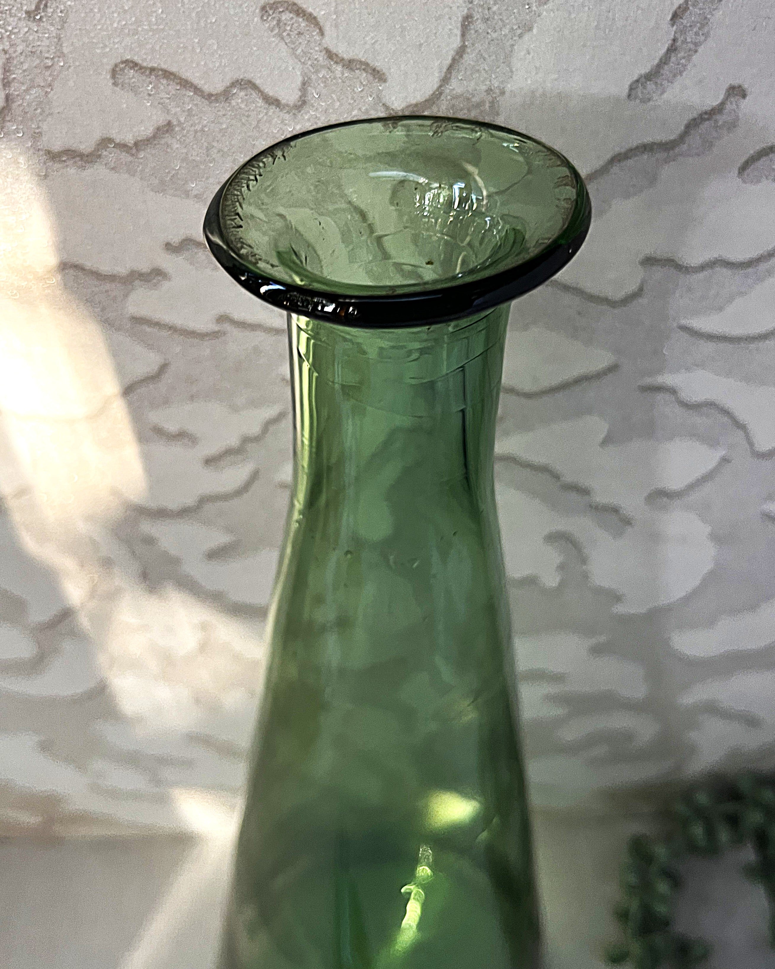 Italian: Empoli Bottle Green "Genie Bottle" Glass Decanter