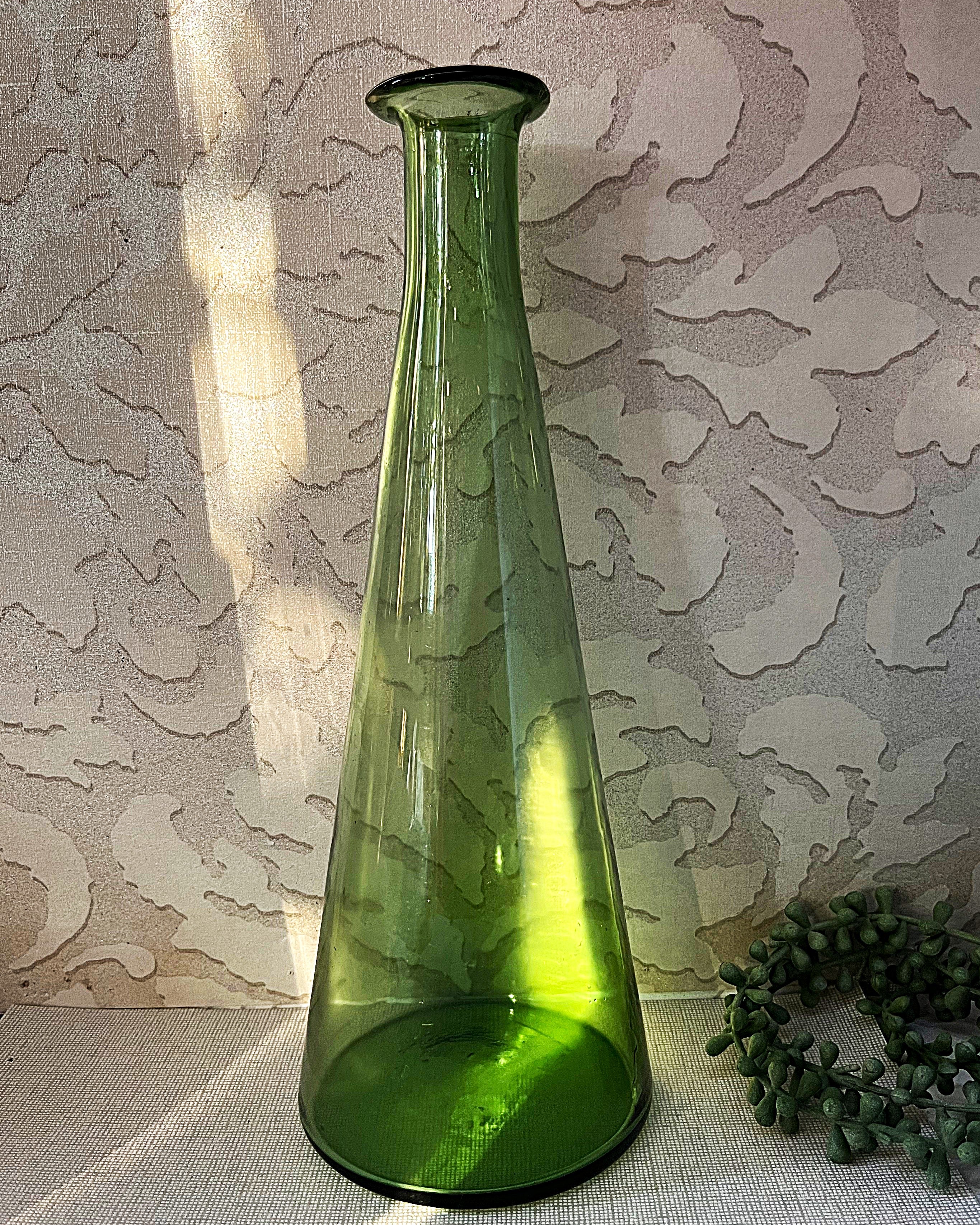Italian: Empoli Bottle Green "Genie Bottle" Glass Decanter