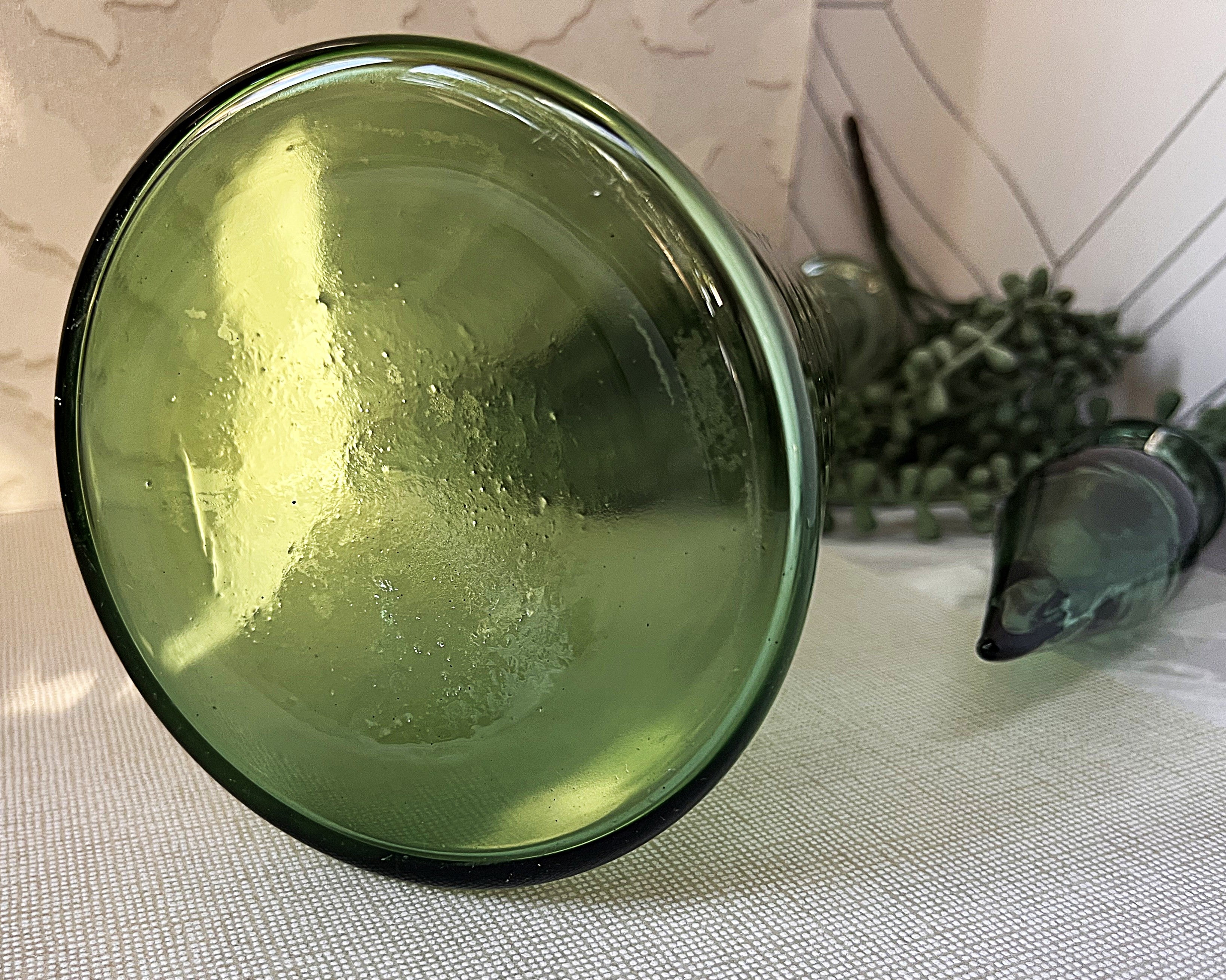 Italian: Empoli Bottle Green "Genie Bottle" Glass Decanter