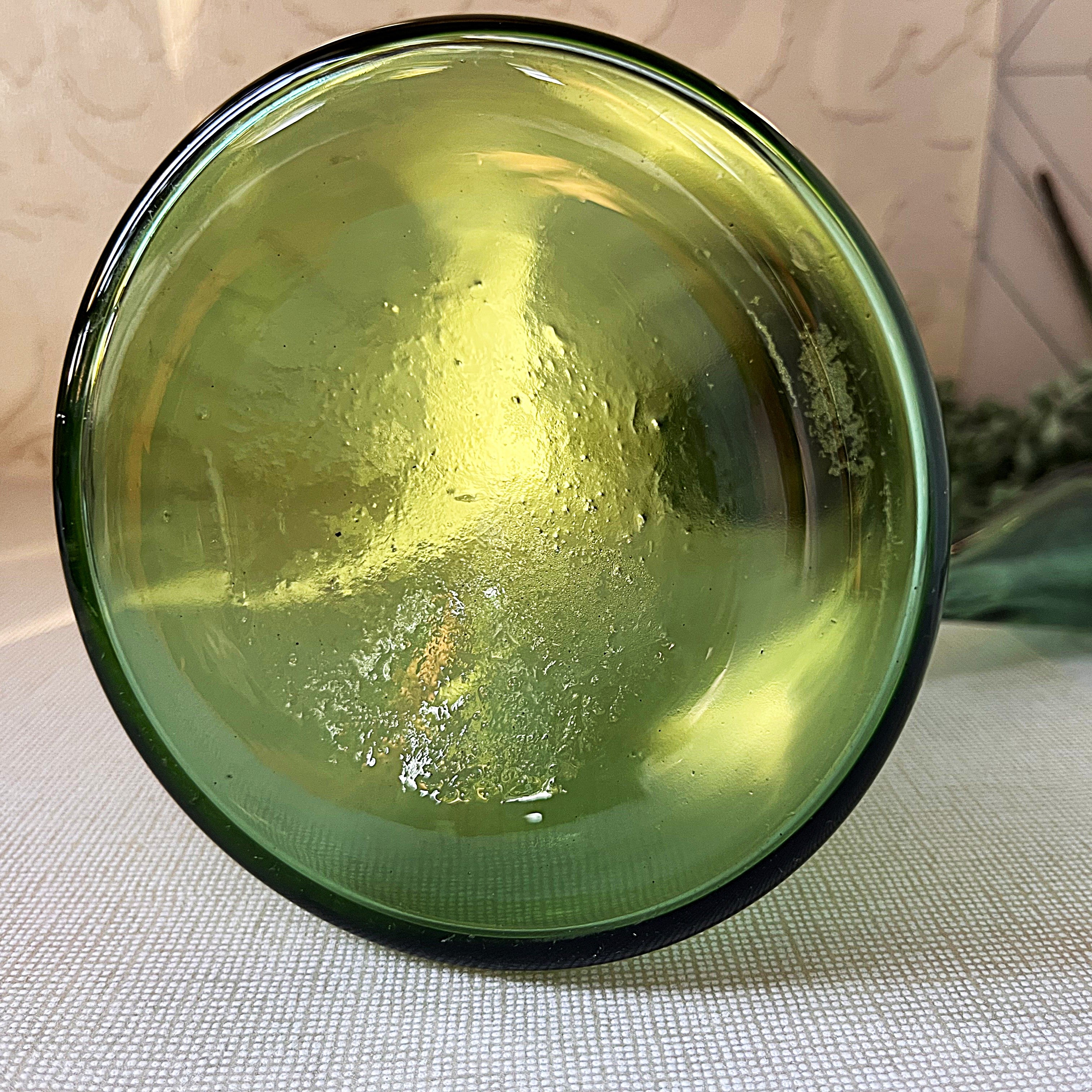 Italian: Empoli Bottle Green "Genie Bottle" Glass Decanter
