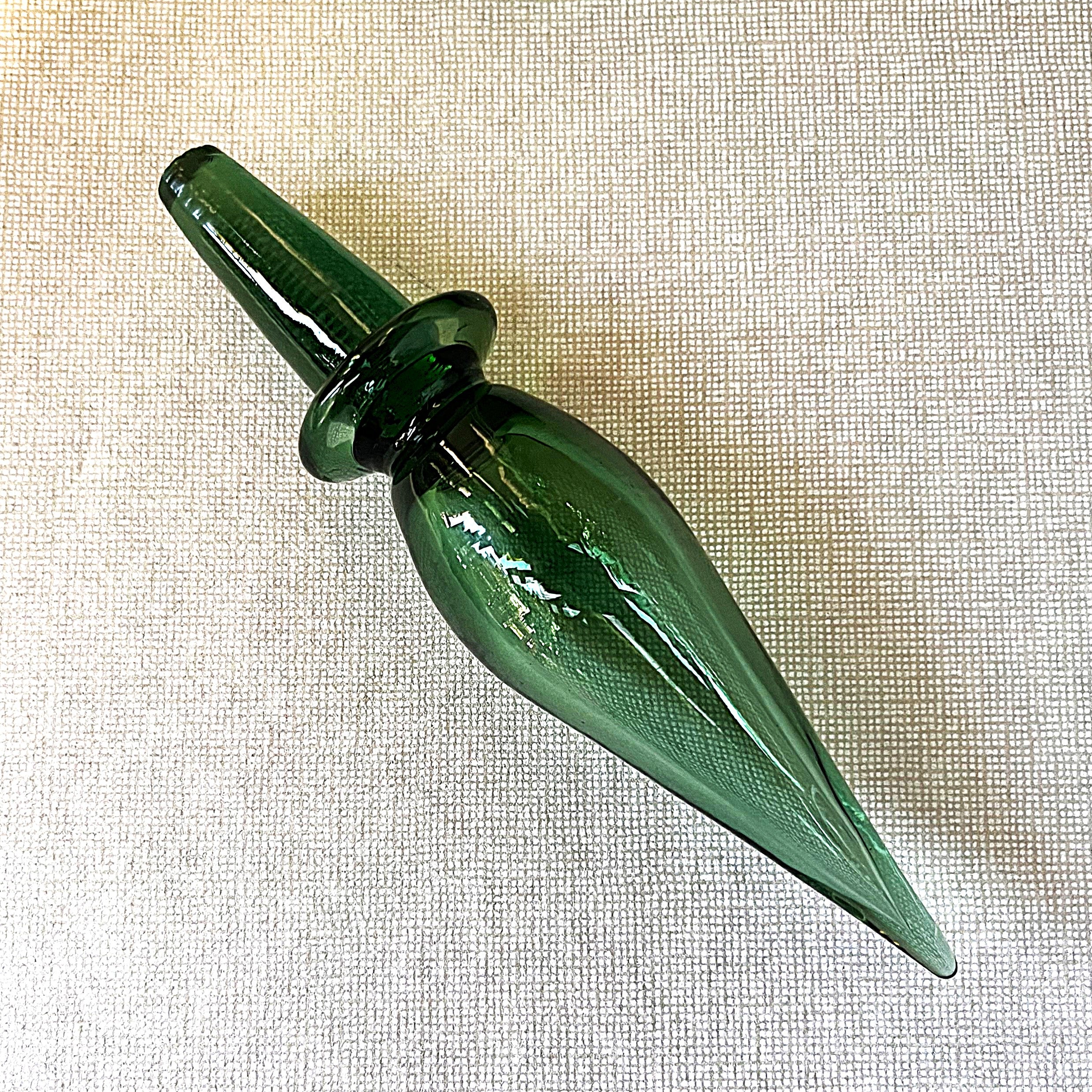 Italian: Empoli Bottle Green "Genie Bottle" Glass Decanter