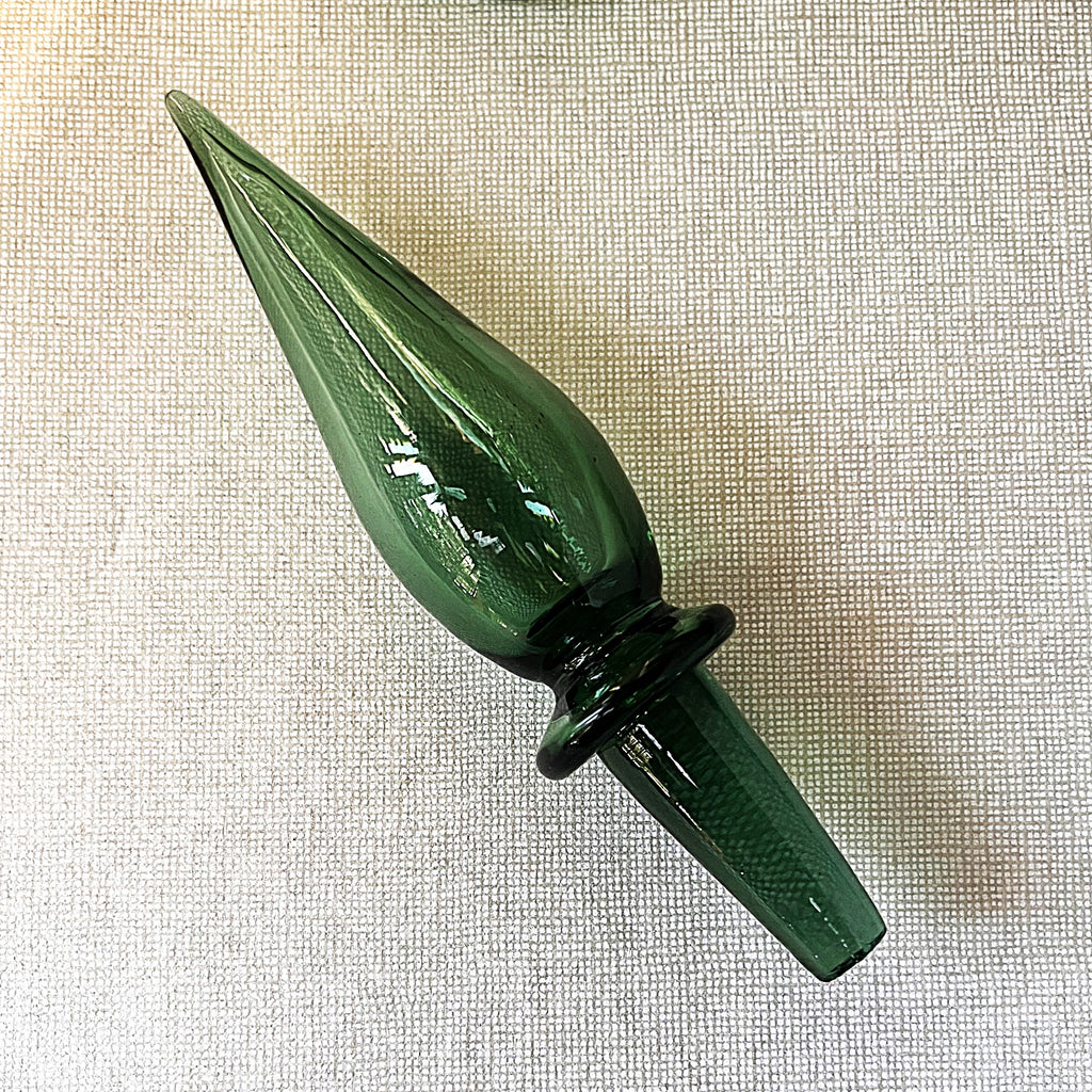 Decorative Art Glass: Empoli Bottle Green "Genie Bottle" Decanter