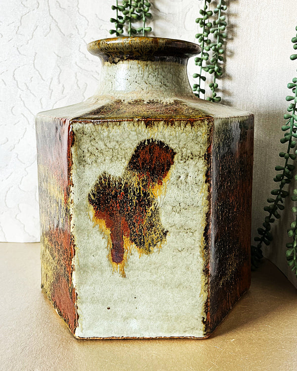 Master Potter: Esias Bosch - Hexagonal Studio Pottery Stoneware Vase