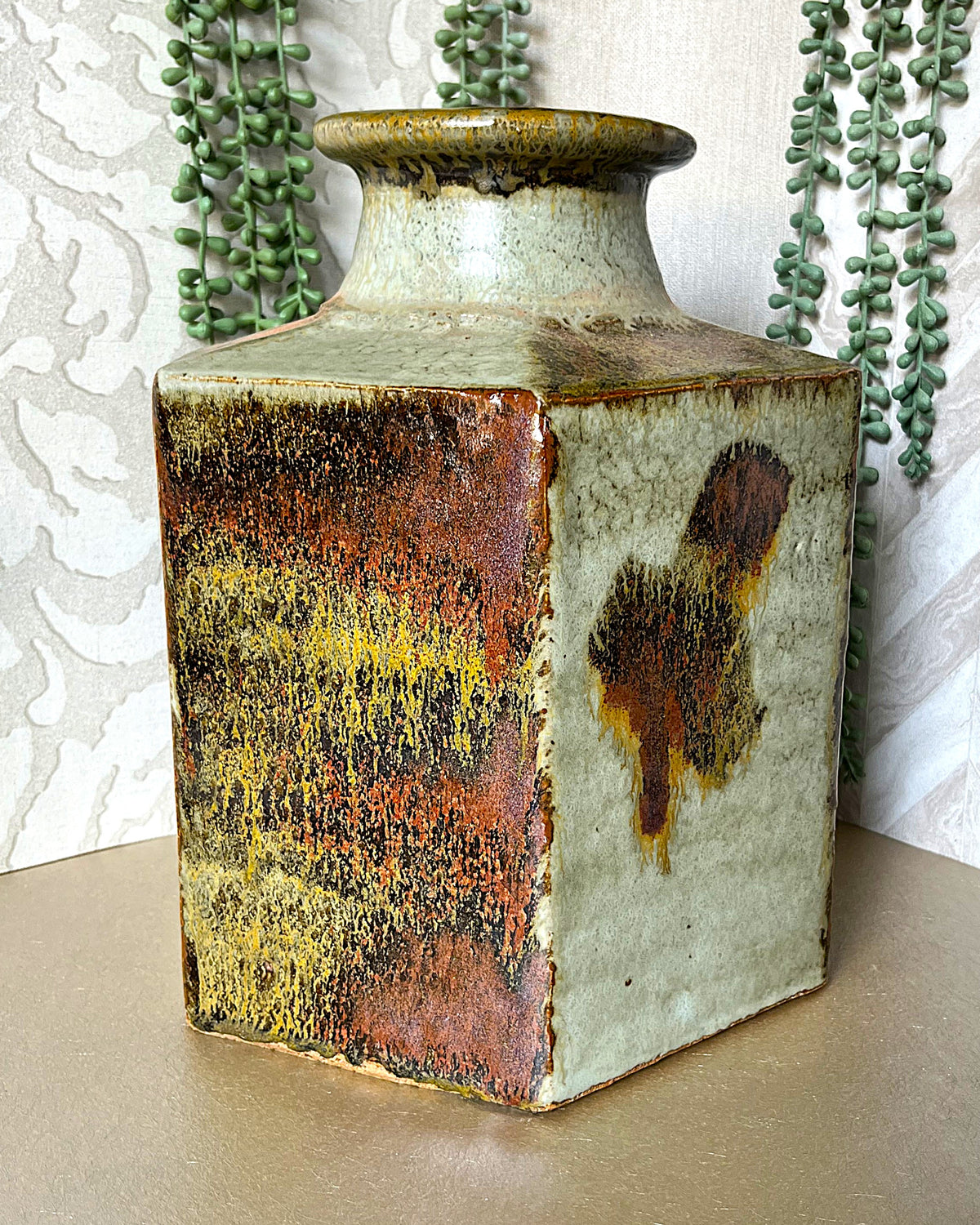 Master Potter: Esias Bosch - Hexagonal Studio Pottery Stoneware Vase