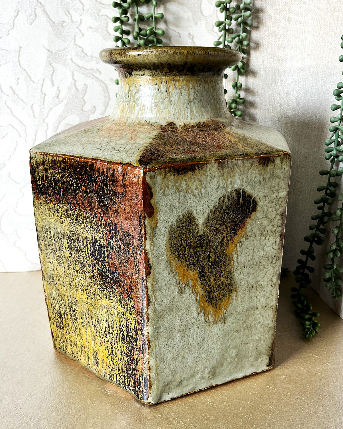 Master Potter: Esias Bosch - Hexagonal Studio Pottery Stoneware Vase