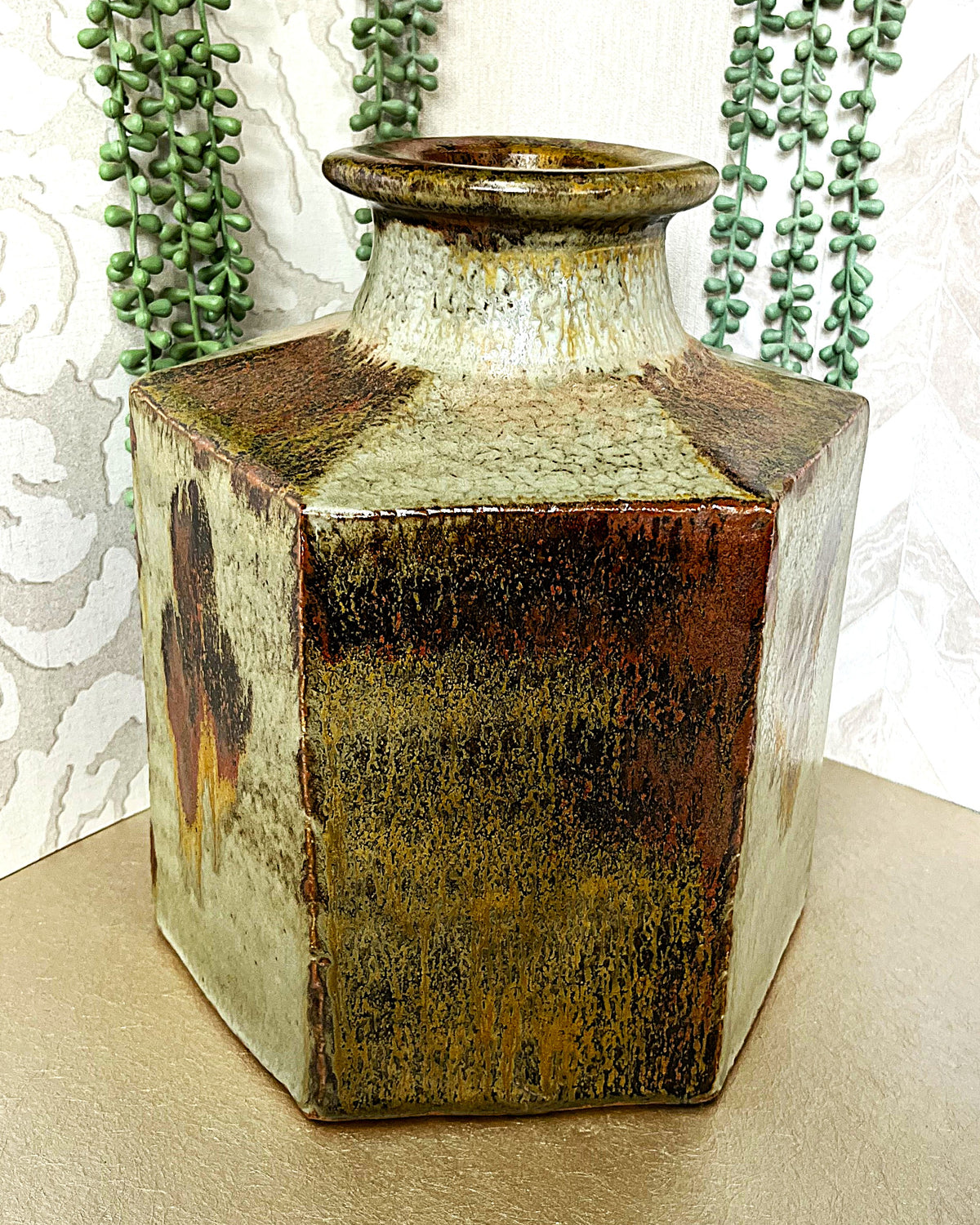 Master Potter: Esias Bosch - Hexagonal Studio Pottery Stoneware Vase