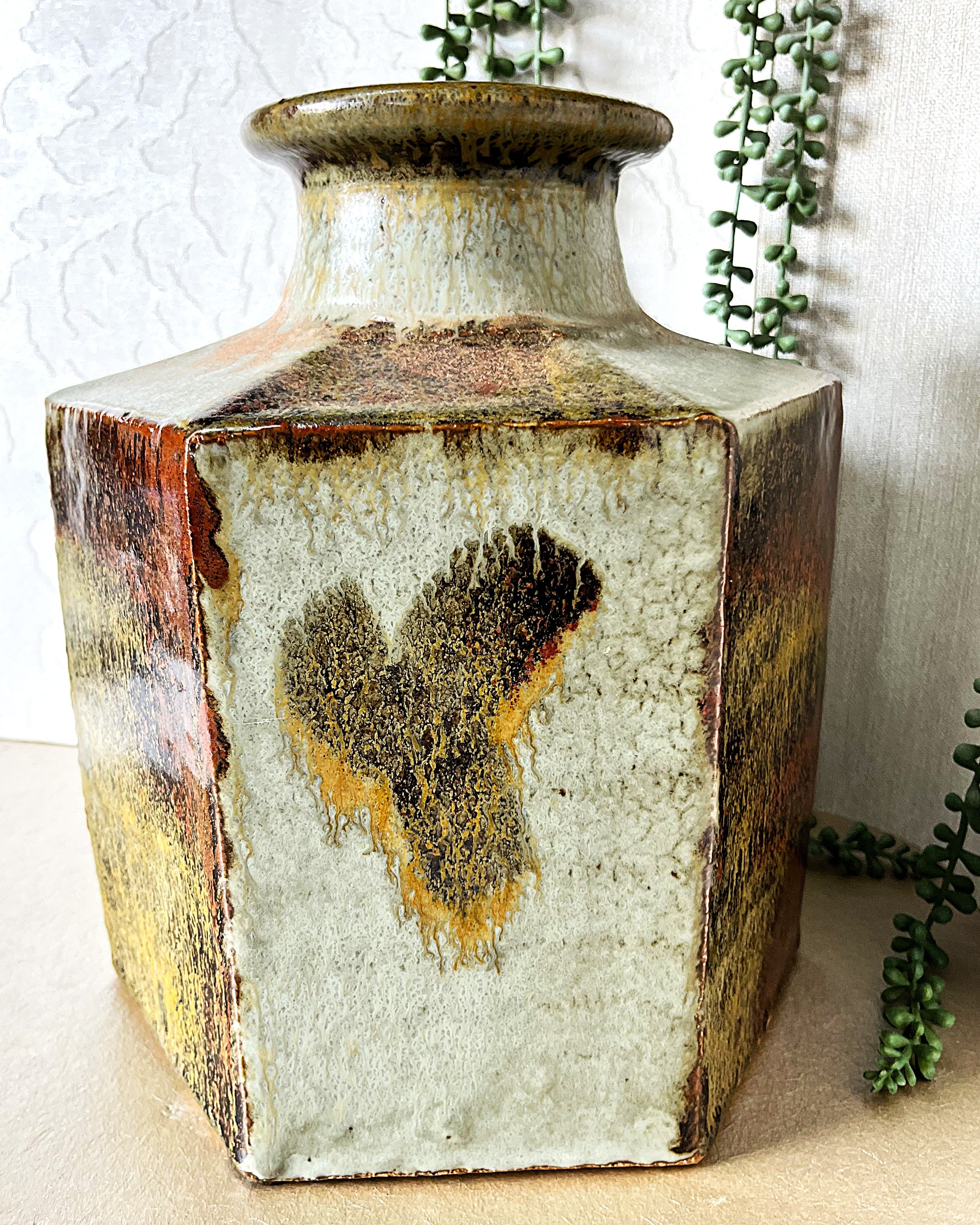 Master Potter: Esias Bosch - Hexagonal Studio Pottery Stoneware Vase