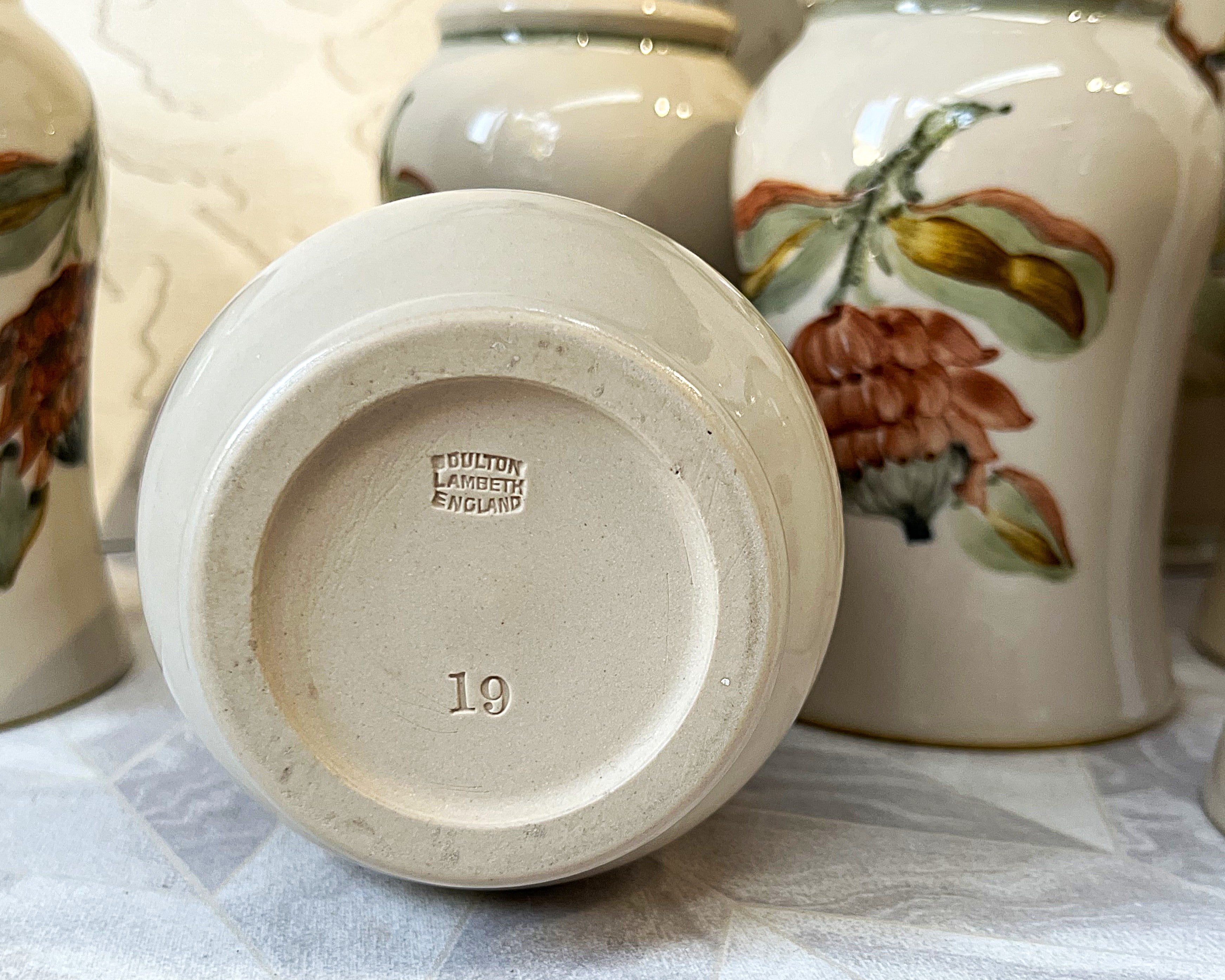 Master Potter: Doulton Lambeth Eliza Simmance Protea Stoneware Set, 7
