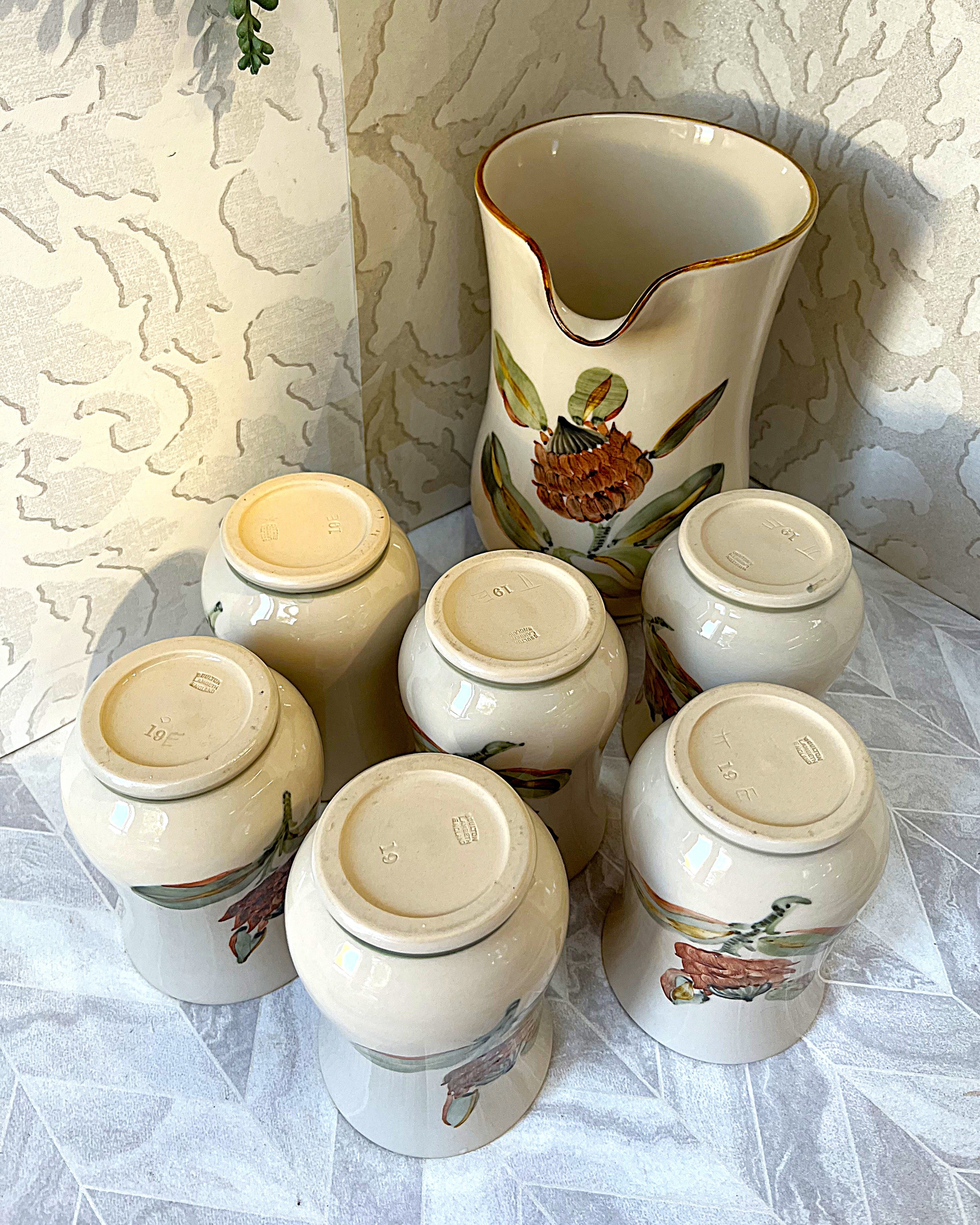 Master Potter: Doulton Lambeth Eliza Simmance Protea Stoneware Set, 7