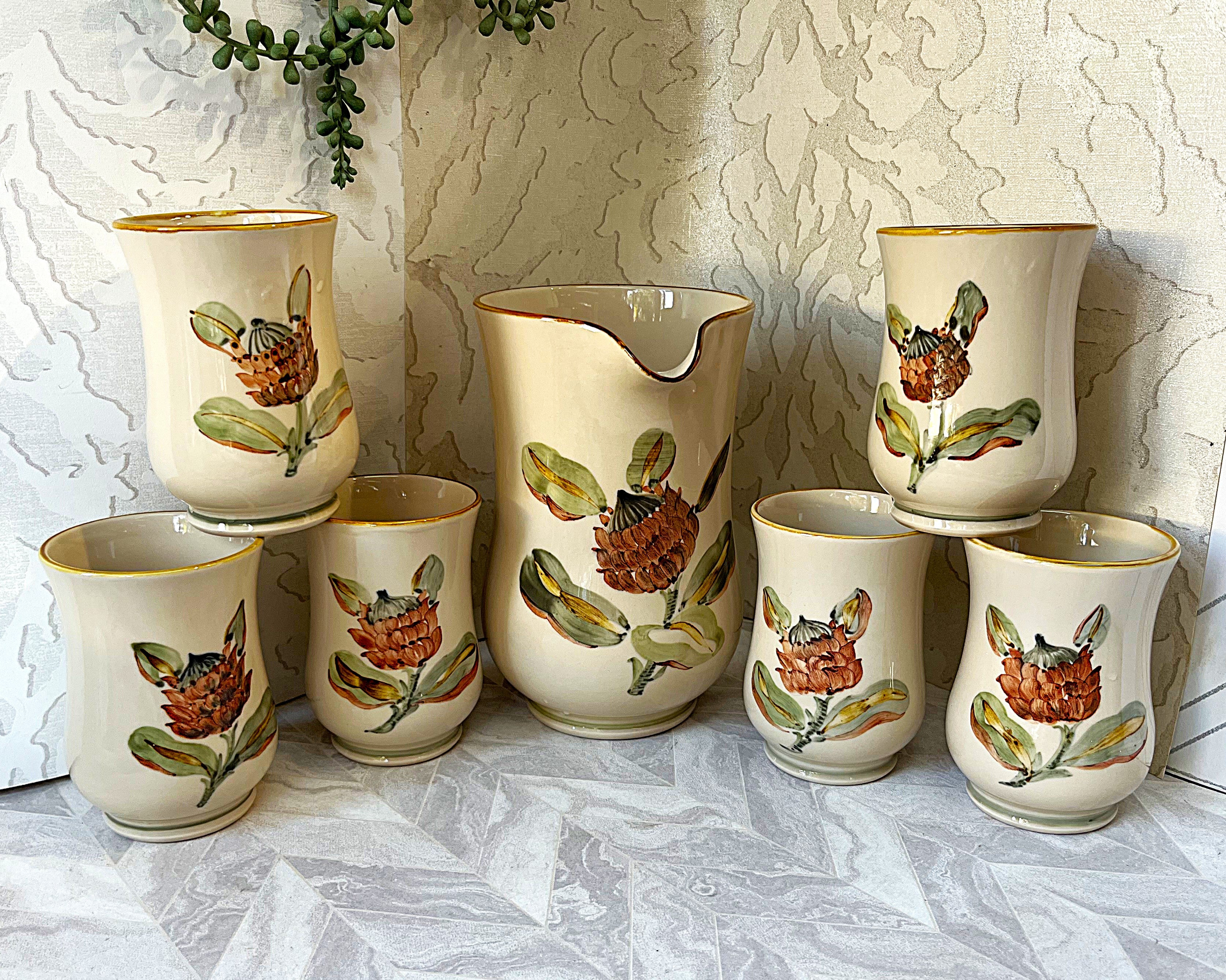 Master Potter: Doulton Lambeth Eliza Simmance Protea Stoneware Set, 7