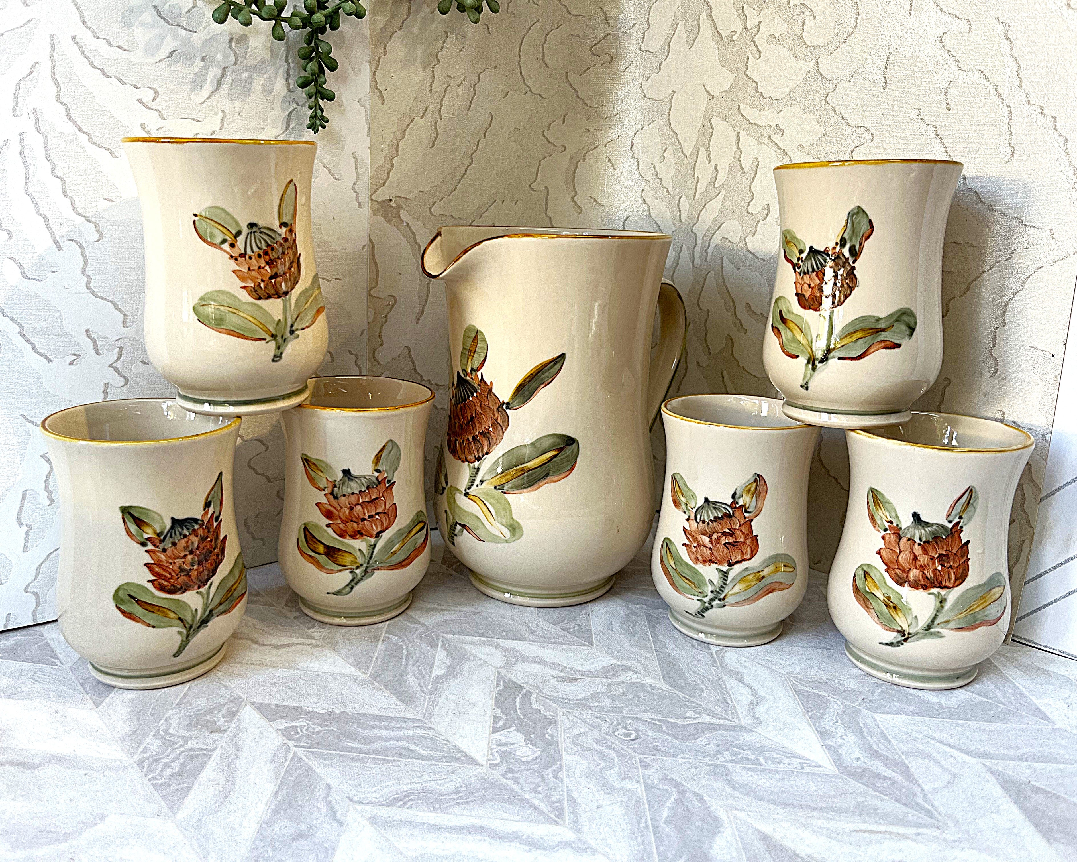 Master Potter: Doulton Lambeth Eliza Simmance Protea Stoneware Set, 7