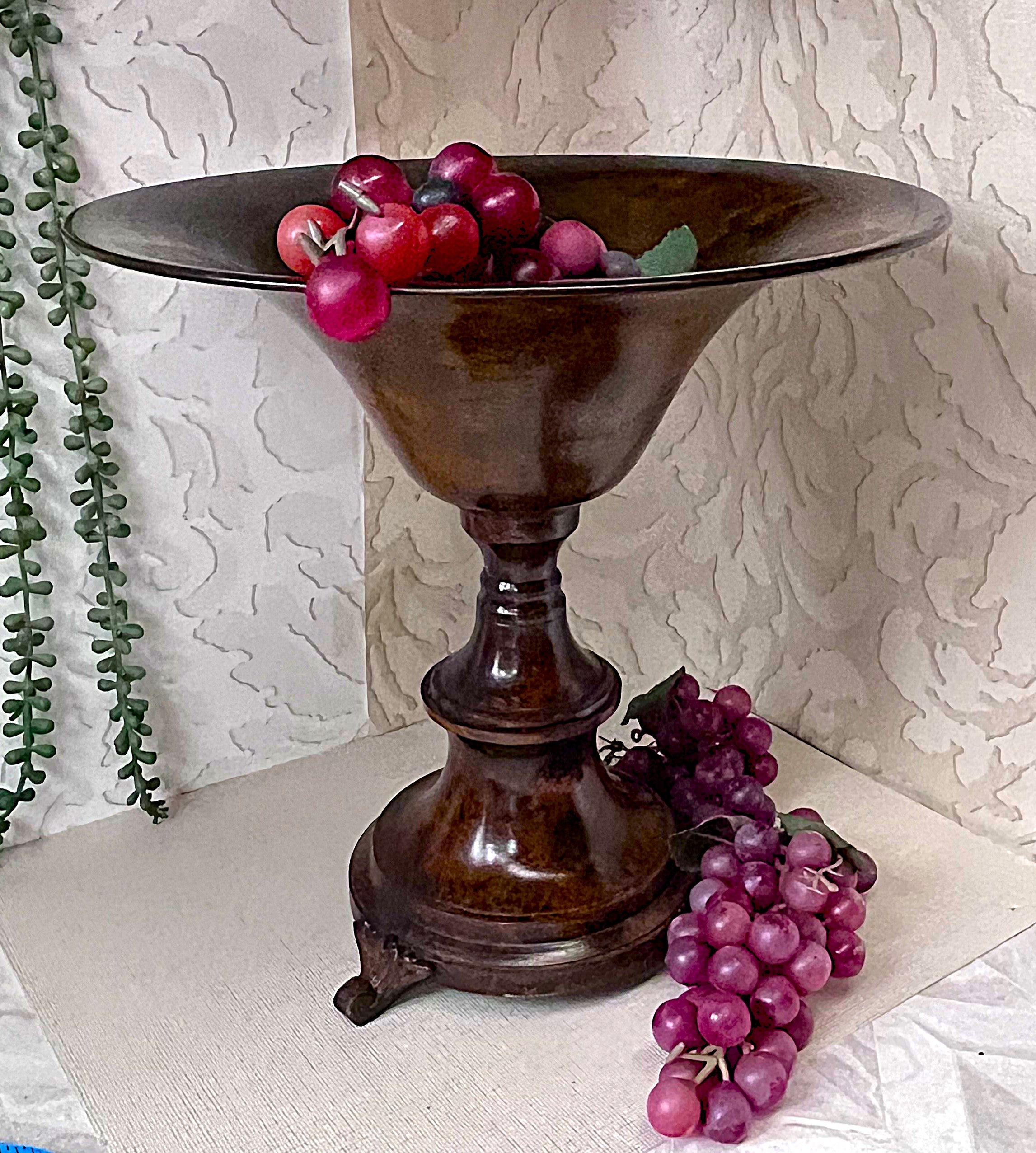 Brass Décor: Hollywood Regency Spun Brass Pedestal Tazza