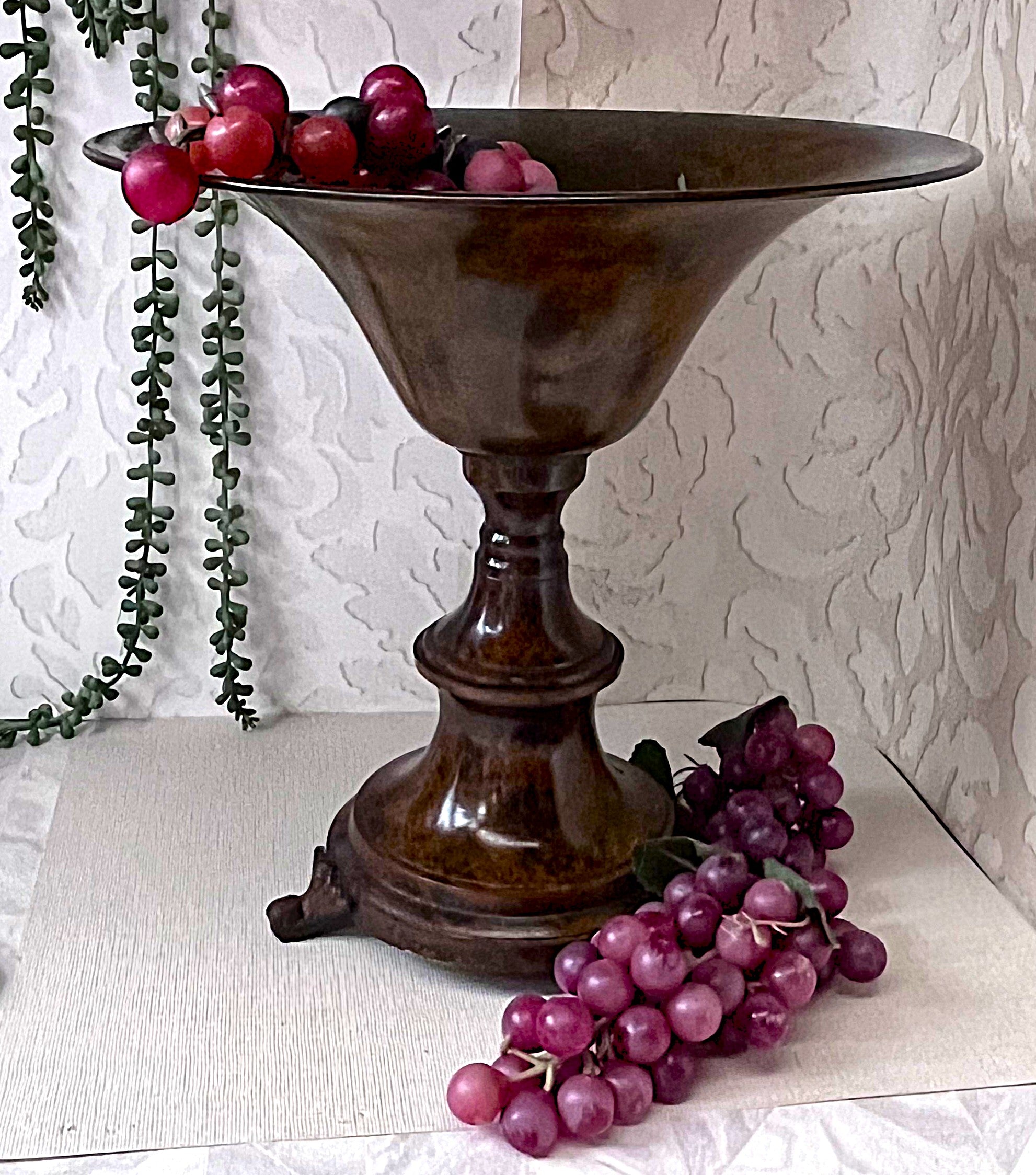 Brass Décor: Hollywood Regency Spun Brass Pedestal Tazza