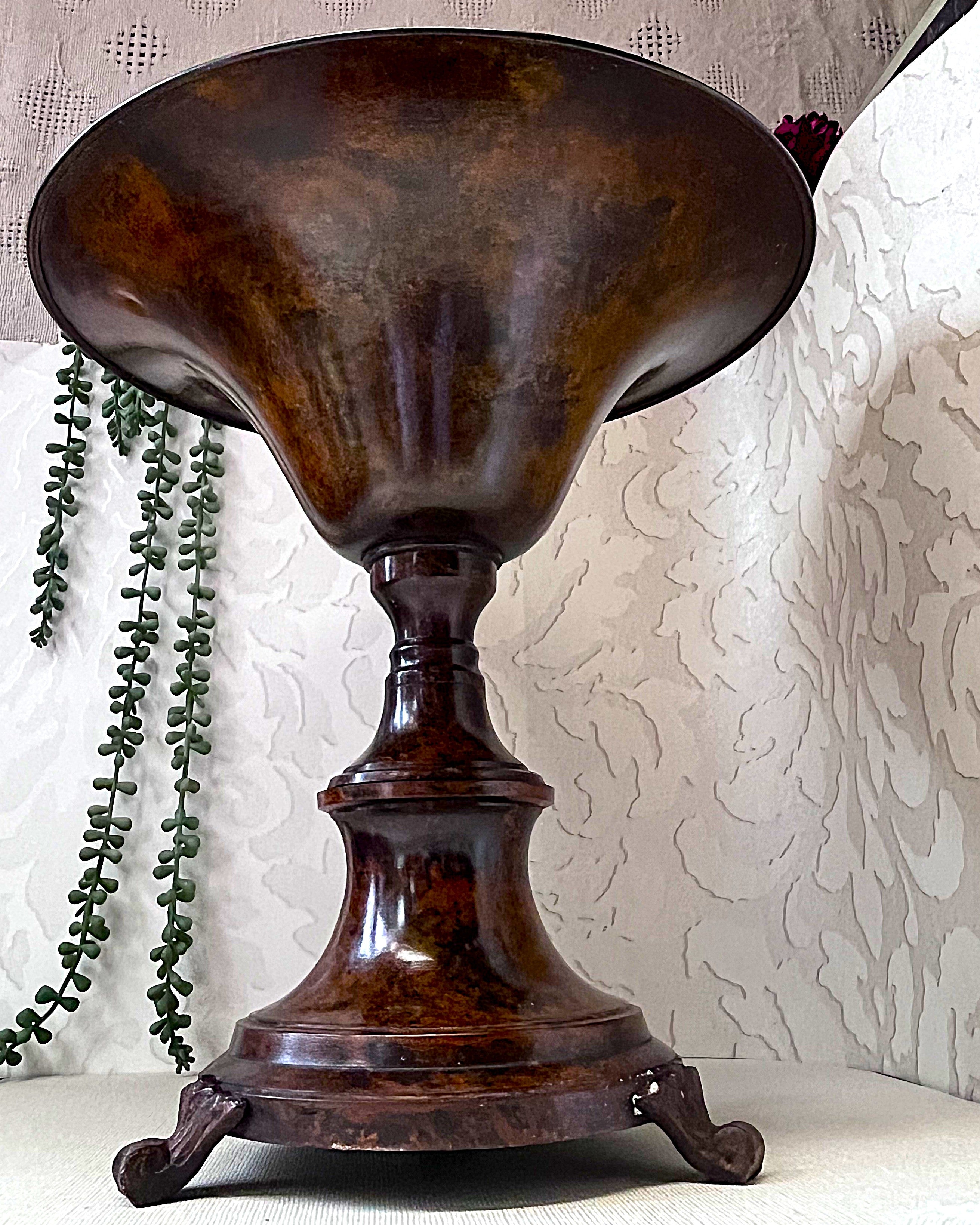 Brass Décor: Hollywood Regency Spun Brass Pedestal Tazza