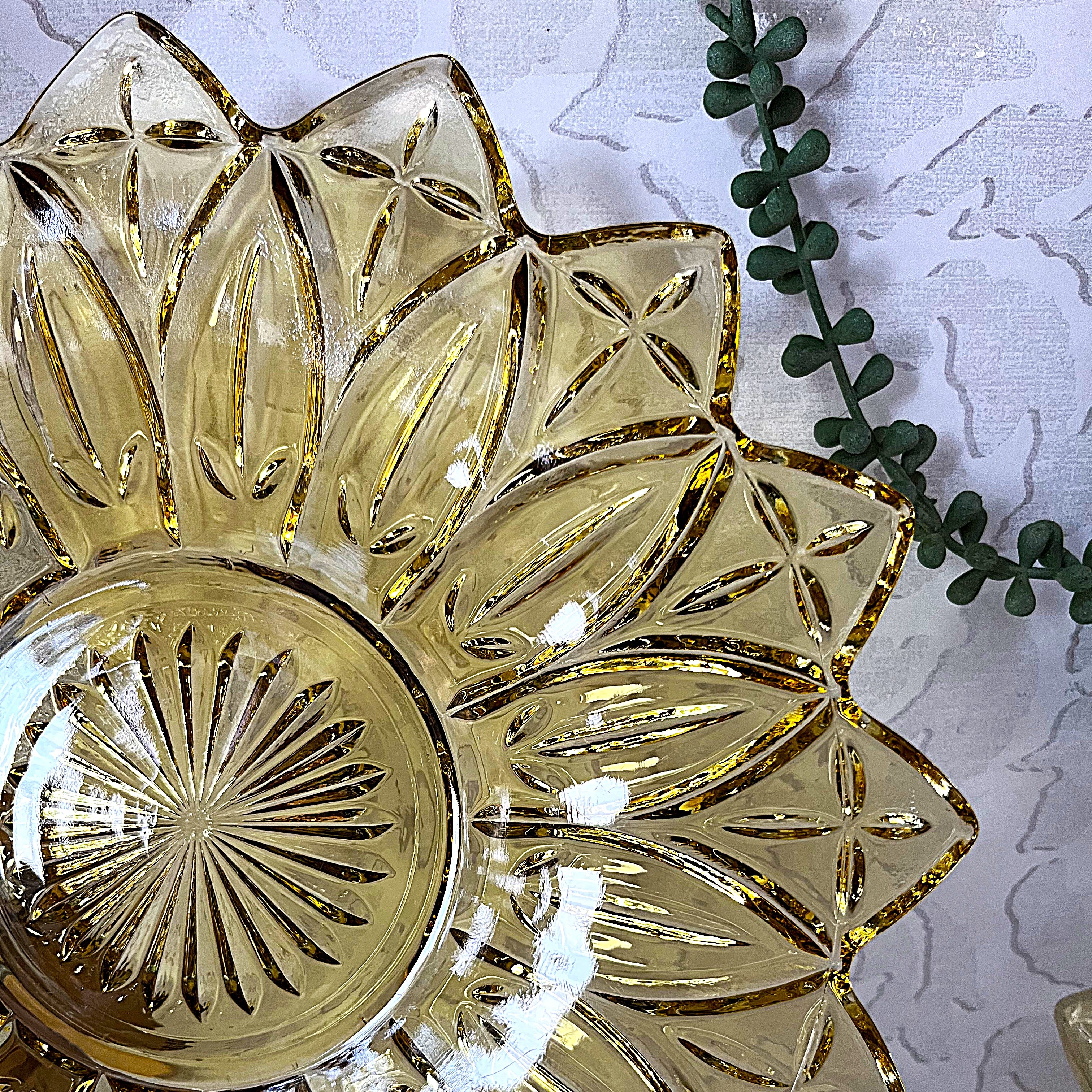 Coloured Glass: Federal Glass Sunflower Serving Platter