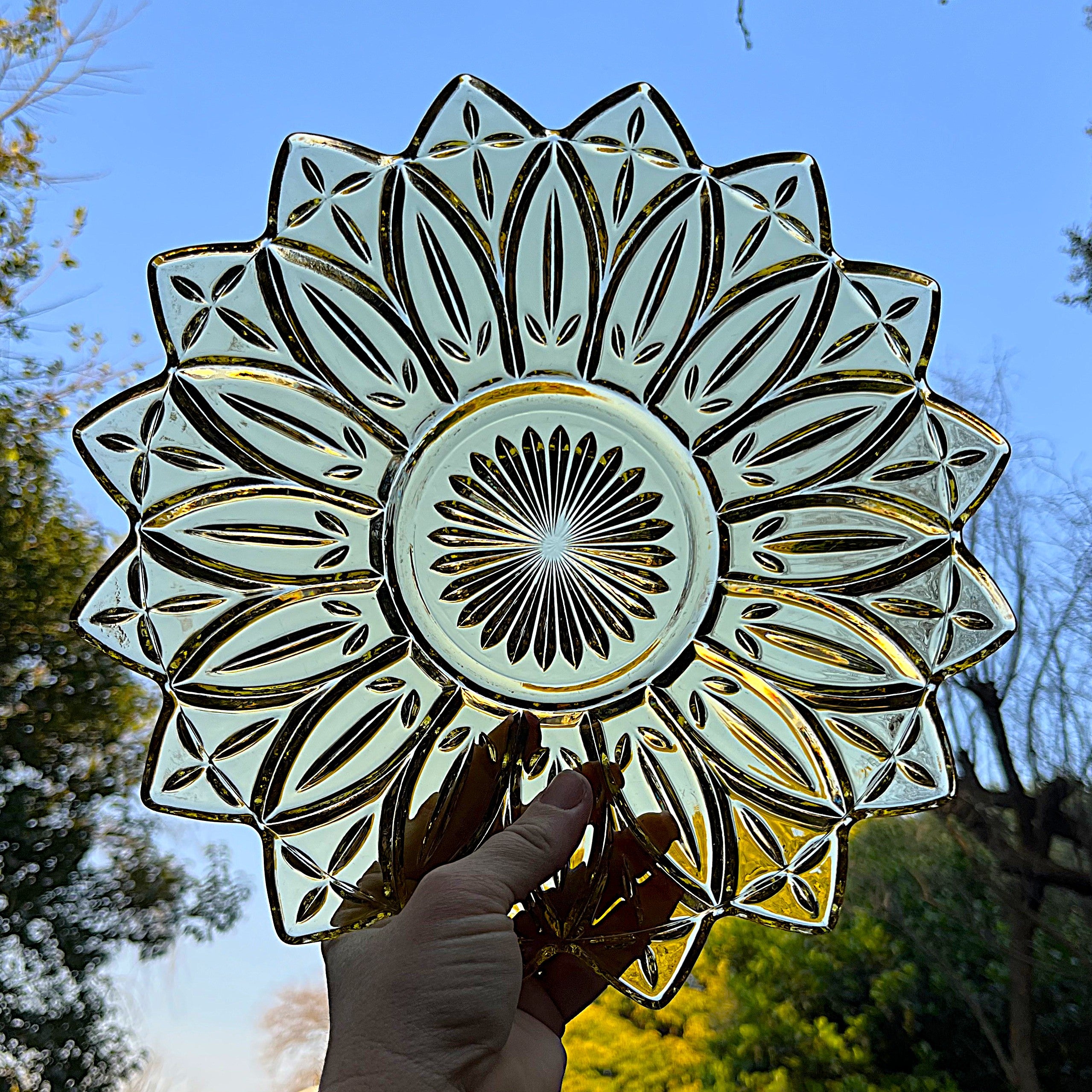 Coloured Glass: Federal Glass Sunflower Serving Platter
