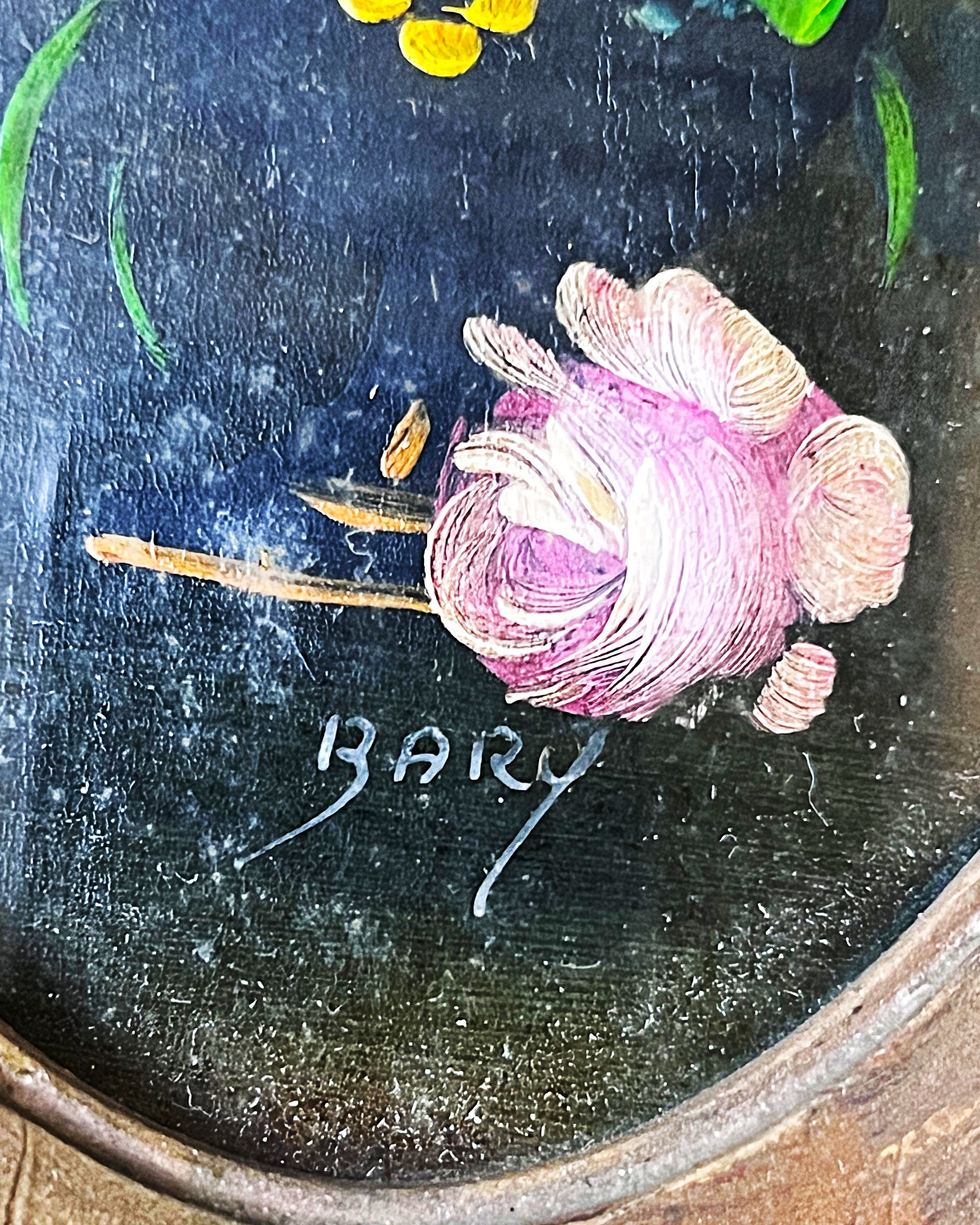 Bookshelf Art: Mid-Century Floral Oil Painting Miniature