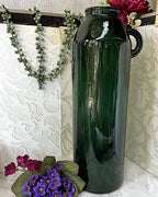 Vases: Vintage Recycled Forest Green Demijohn Handle Vase