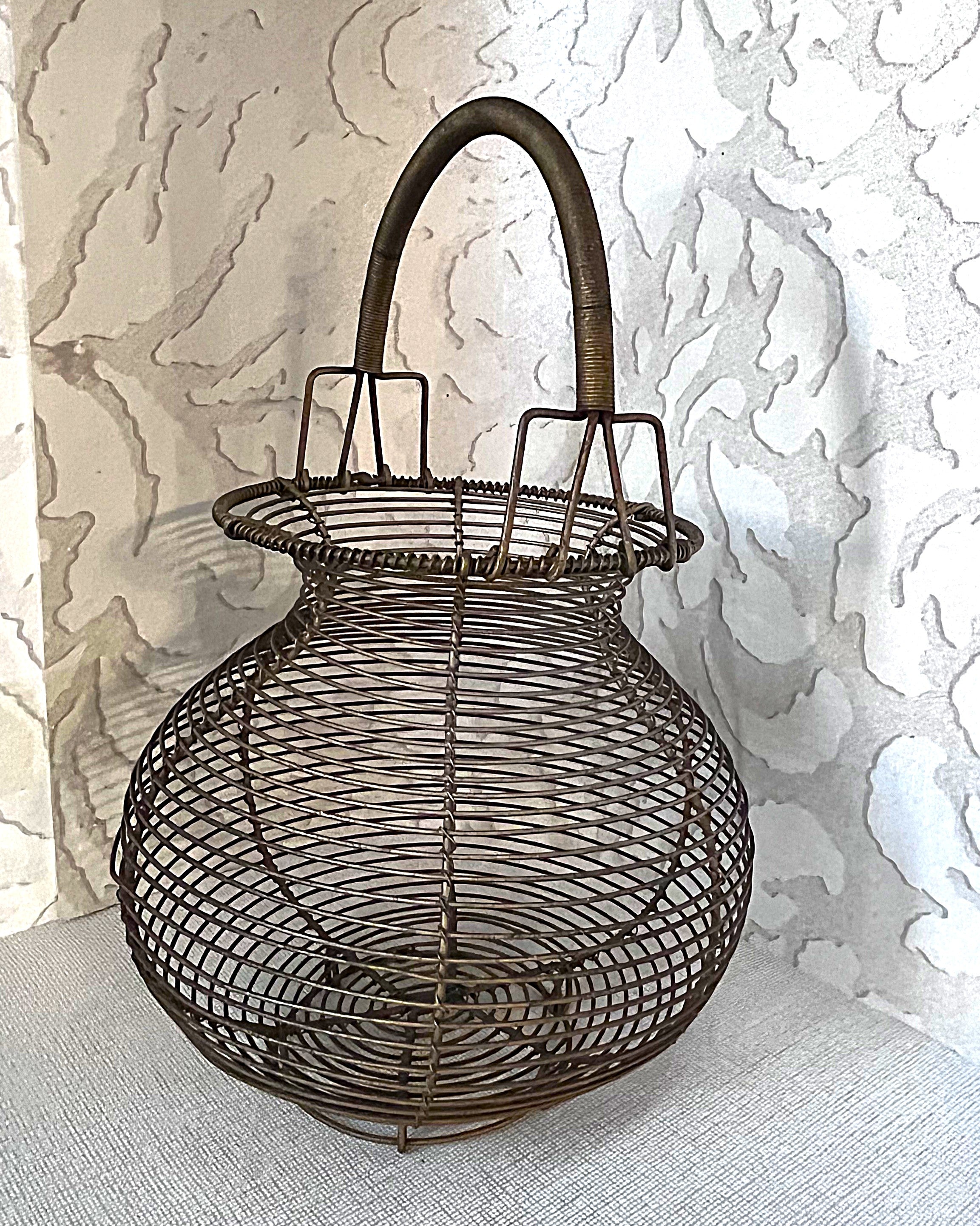 Storage: French inspired hand-woven metal wire Egg Basket