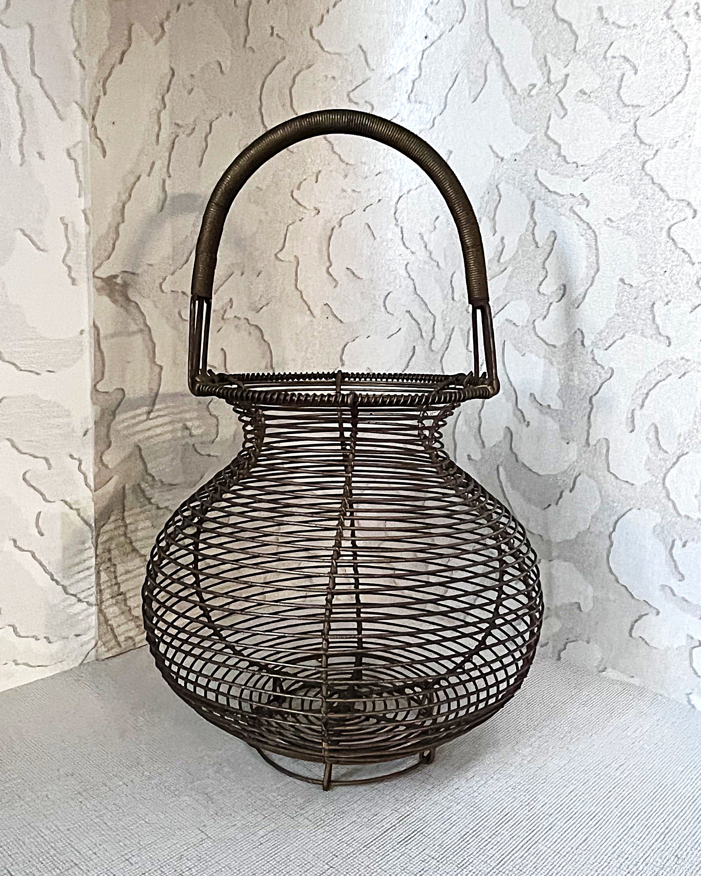Storage: French inspired hand-woven metal wire Egg Basket