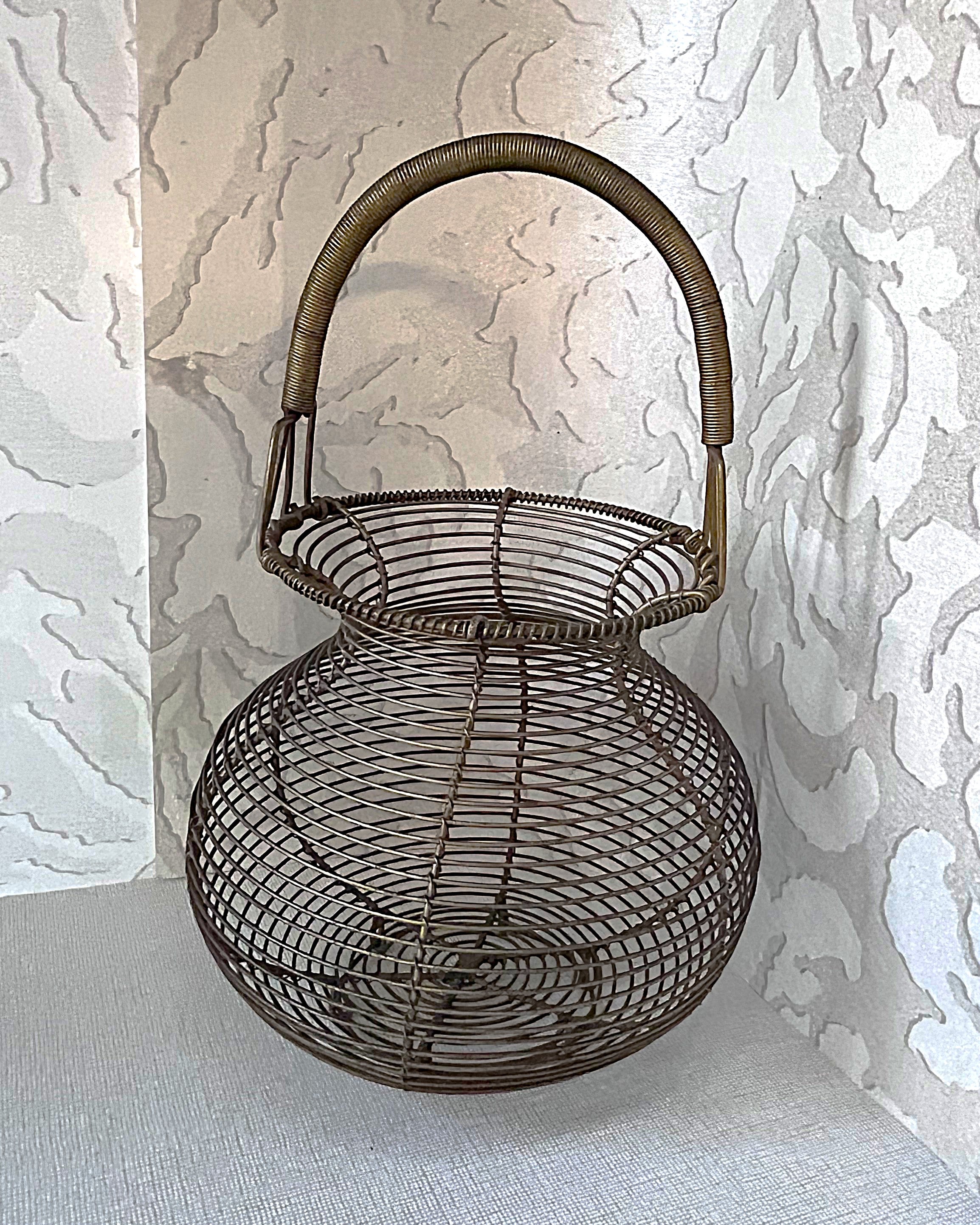 Storage: French inspired hand-woven metal wire Egg Basket