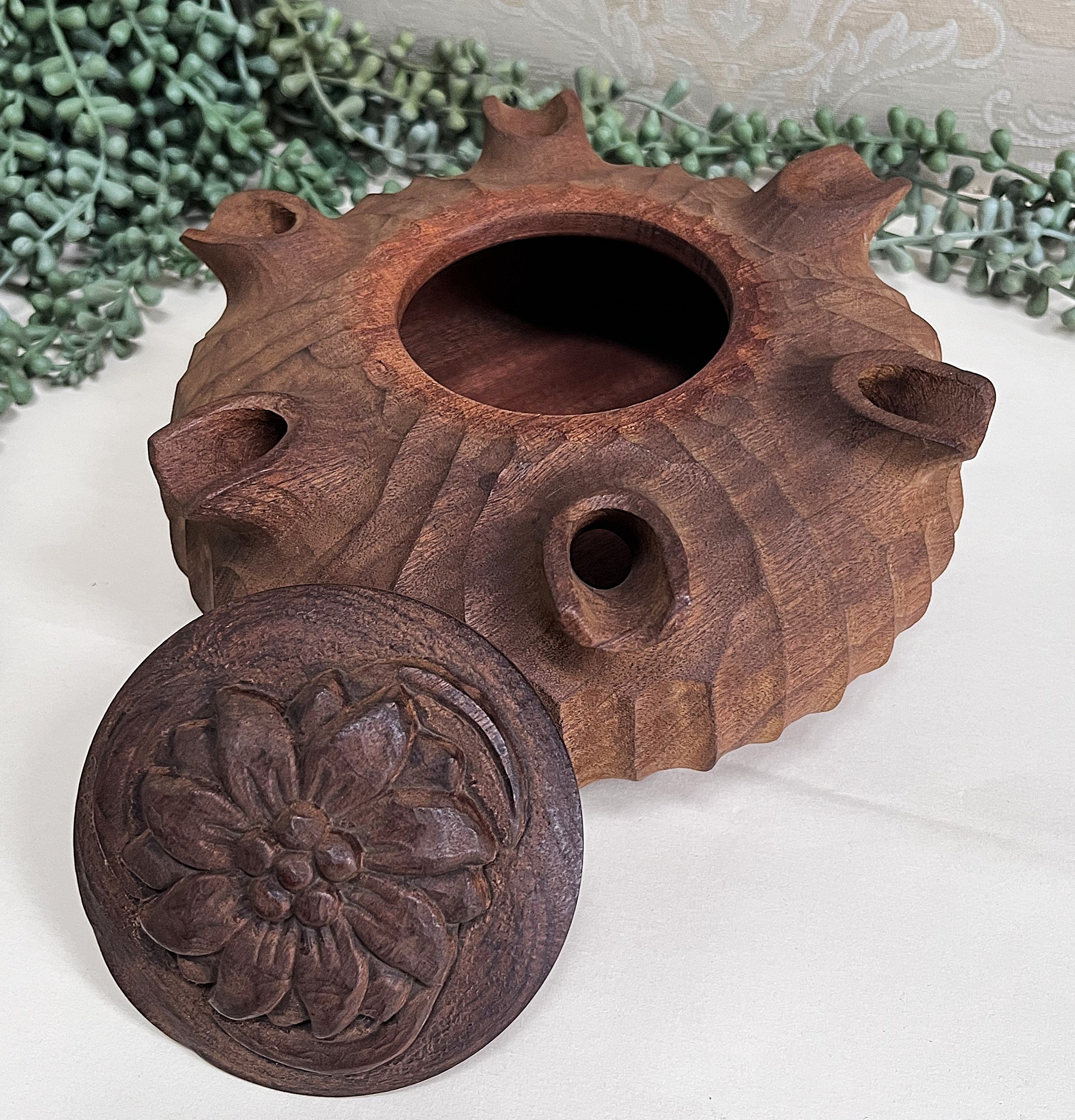 Carved Wood: Italian 6-Spout Grole Friendship Cup