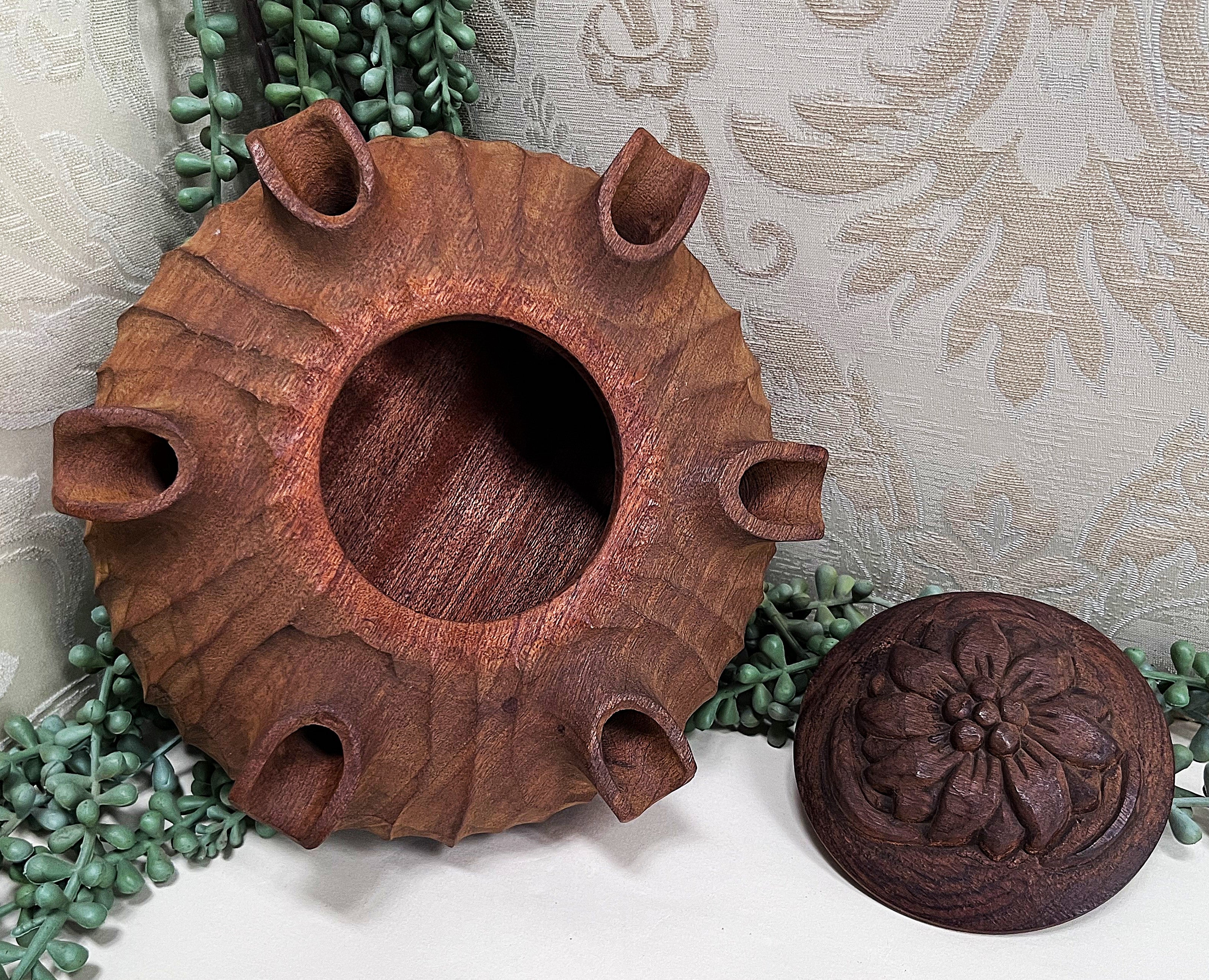 Carved Wood: Italian 6-Spout Grole Friendship Cup