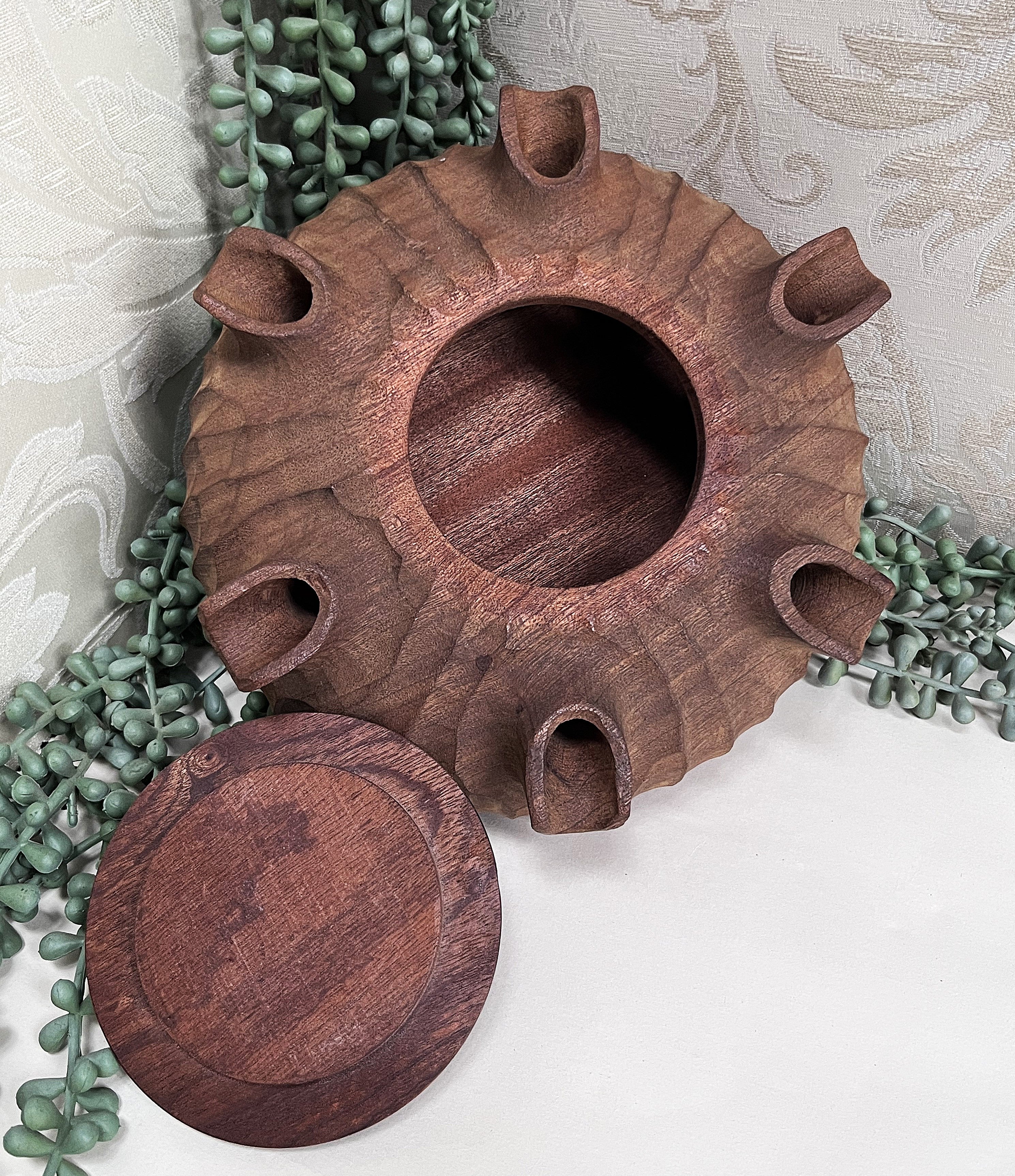 Carved Wood: Italian 6-Spout Grole Friendship Cup